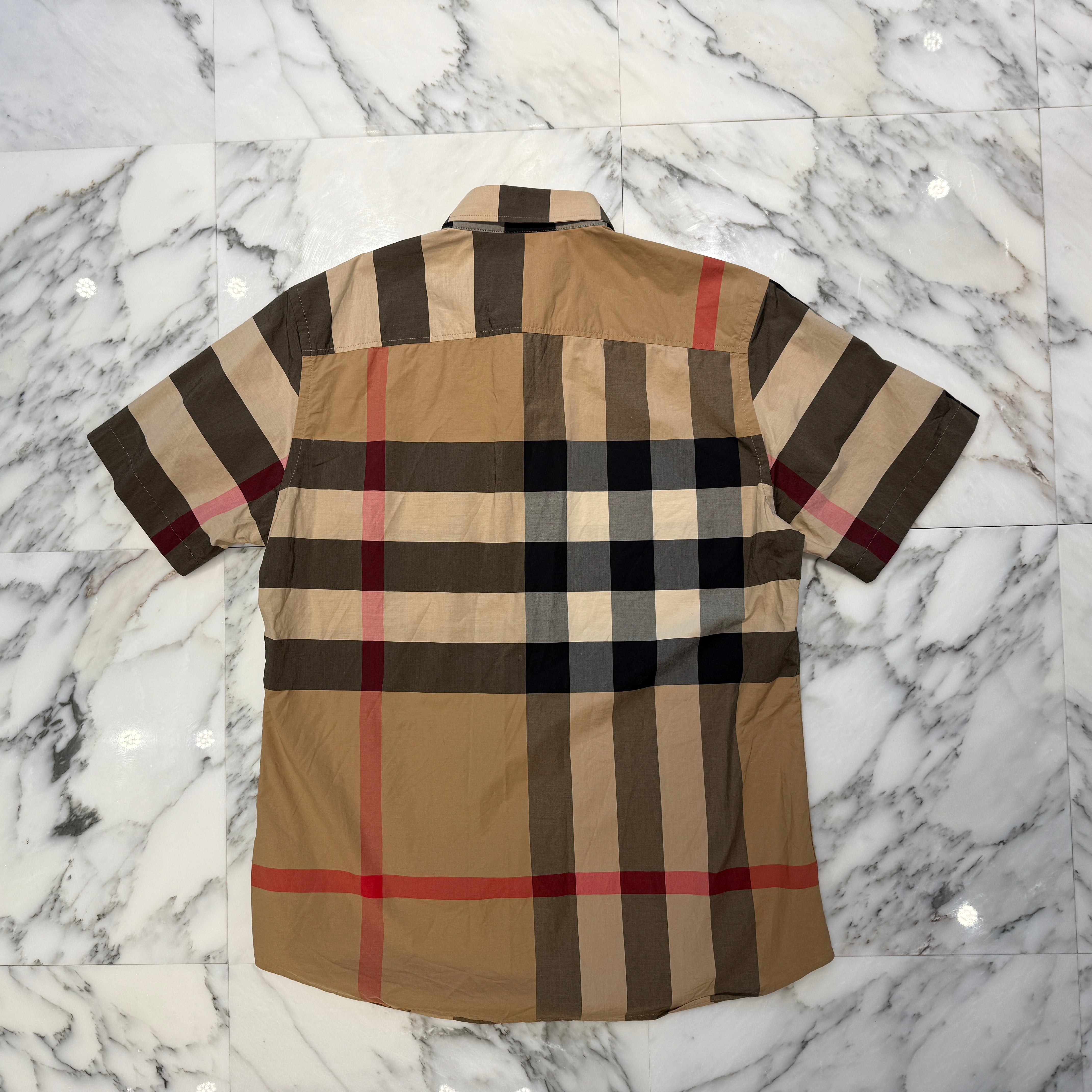 BURBERRY Checked Cotton Slim Fit Short Sleeve Shirt 80795911 Size L バーバリー チェックド コットン スリムフィット ショートスリーブ シャツ サイズL