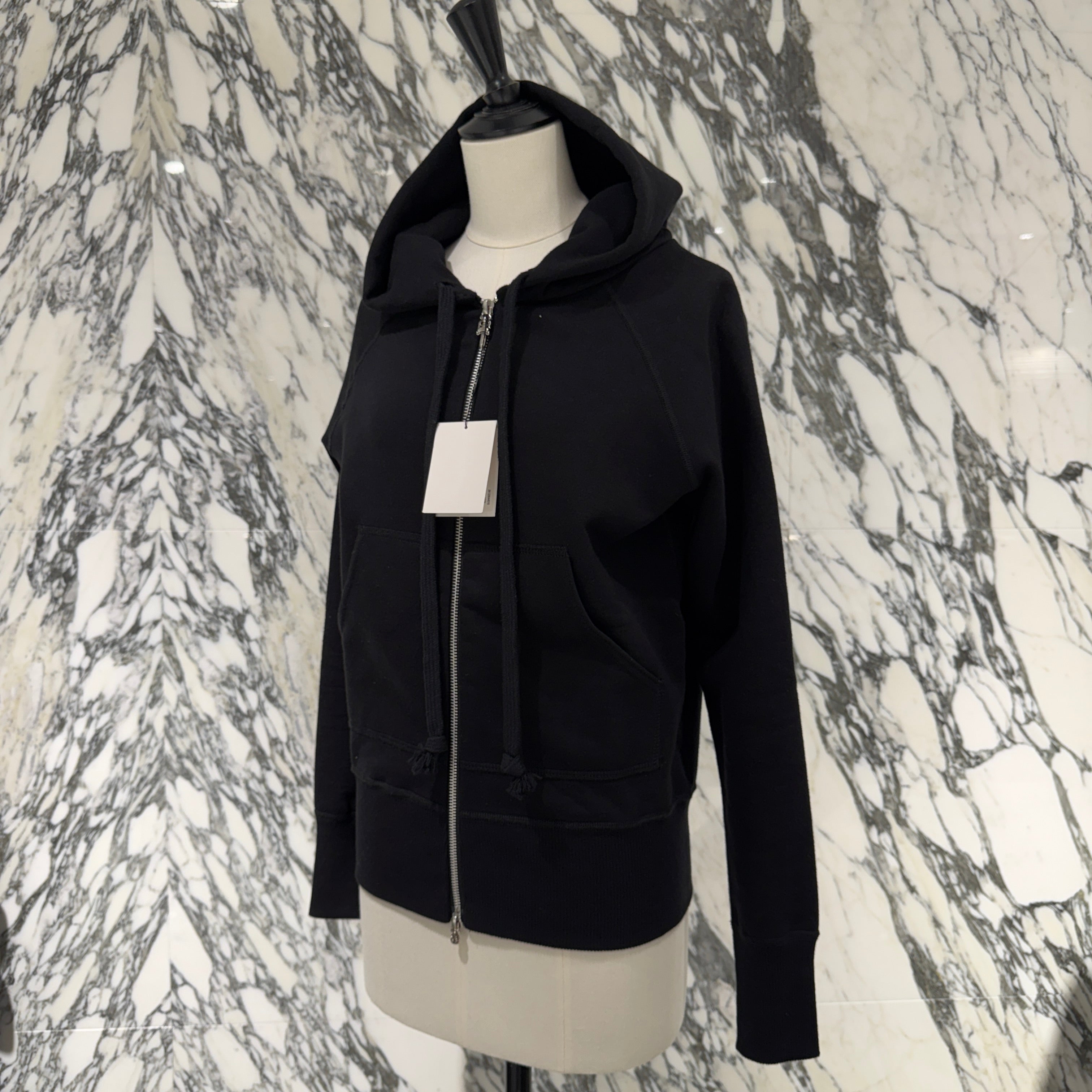 CHROME HEARTS Leather Cross Patch Zip Up Hoodie Size M クロムハーツ レザークロスパッチ ジップアップ フーディー サイズM