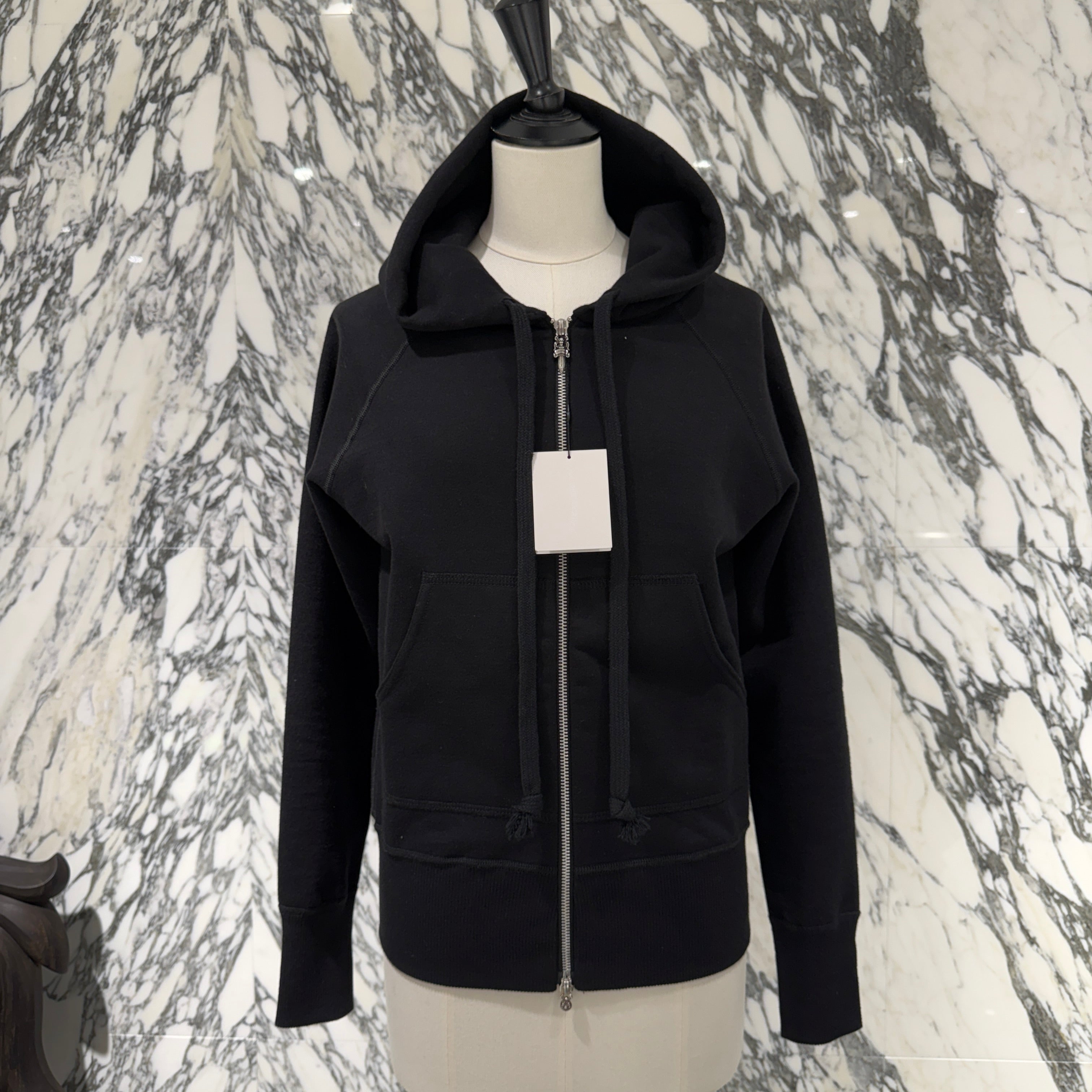 CHROME HEARTS Leather Cross Patch Zip Up Hoodie Size M クロムハーツ レザークロスパッチ ジップアップ フーディー サイズM