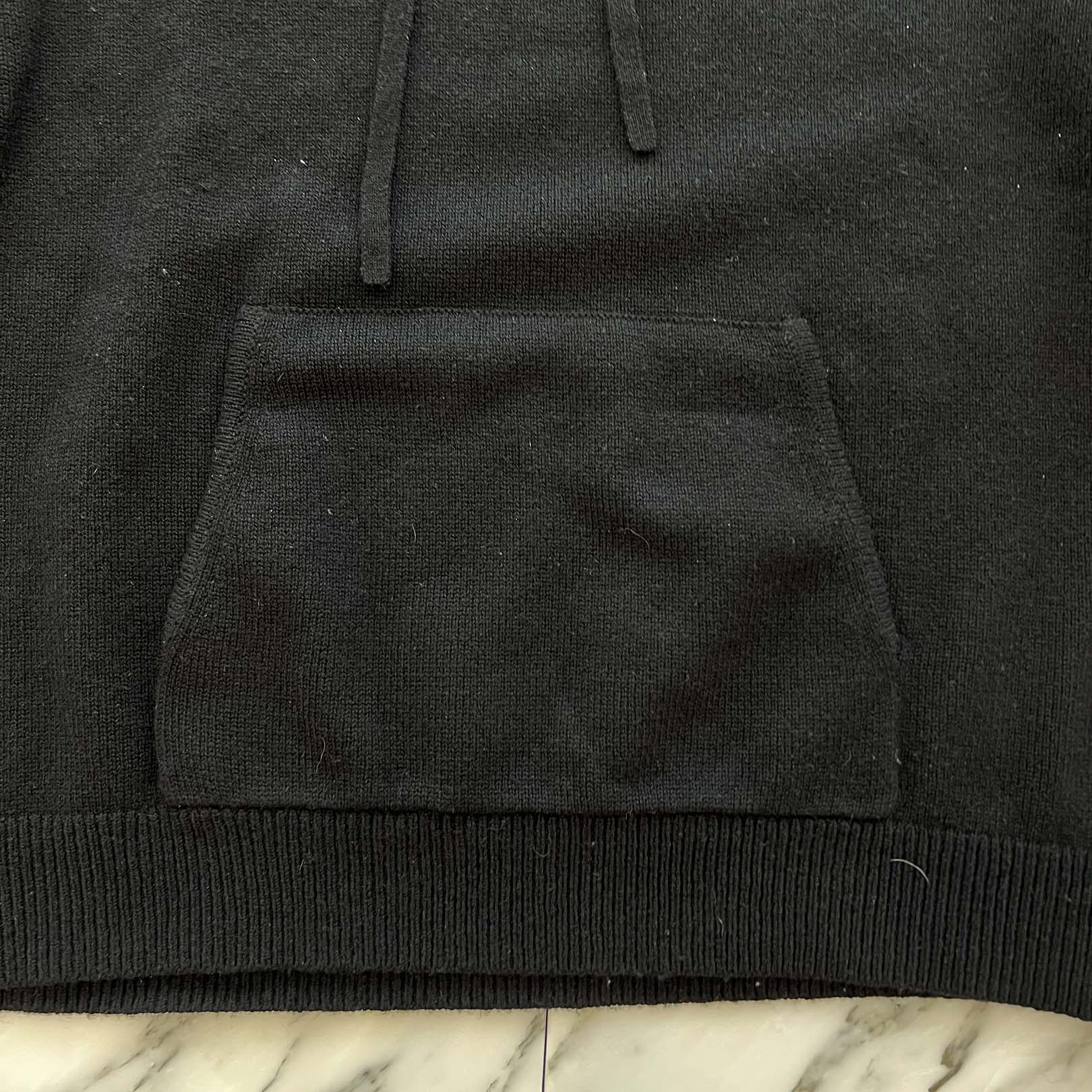 CHROME HEARTS Y NOT Leather Cross Patch Cashmere Knit Pullover Hoodie Size L クロムハーツ ワイノット レザークロスパッチ カシミヤニット プルオーバーフーディ サイズL