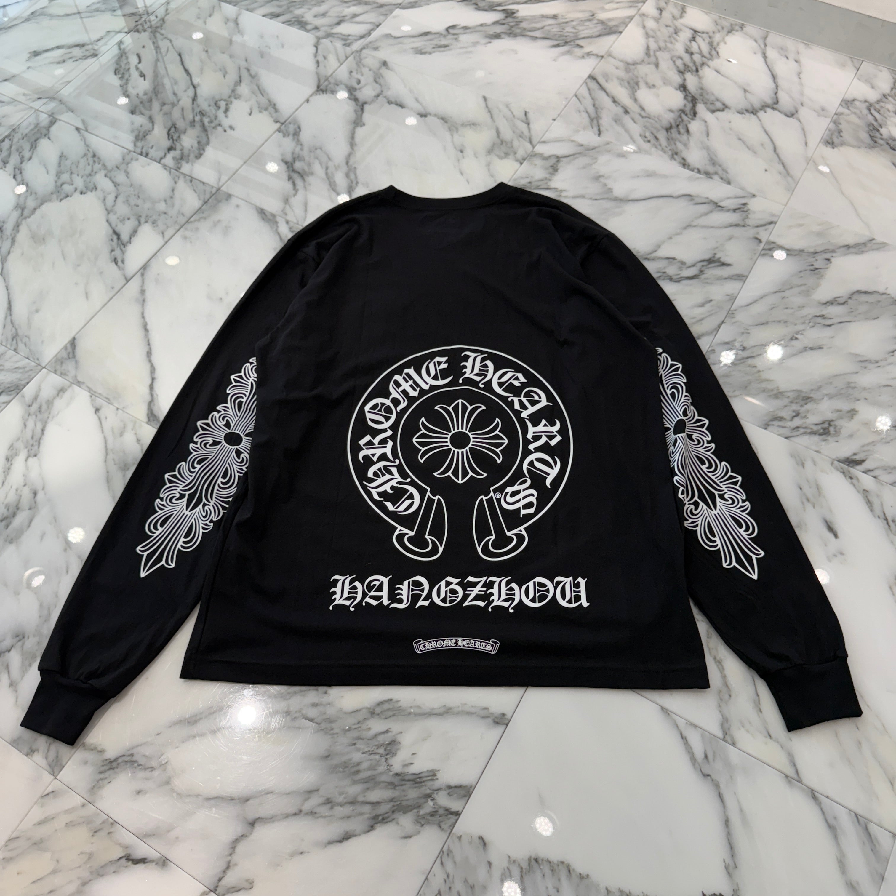 CHROME HEARTS Hangzhou Limited Floral Cross Horseshoe Long Sleeve Tee Size XL クロムハーツ 杭州限定 フローラルクロス ホースシュー ロングスリーブTシャツ サイズXL