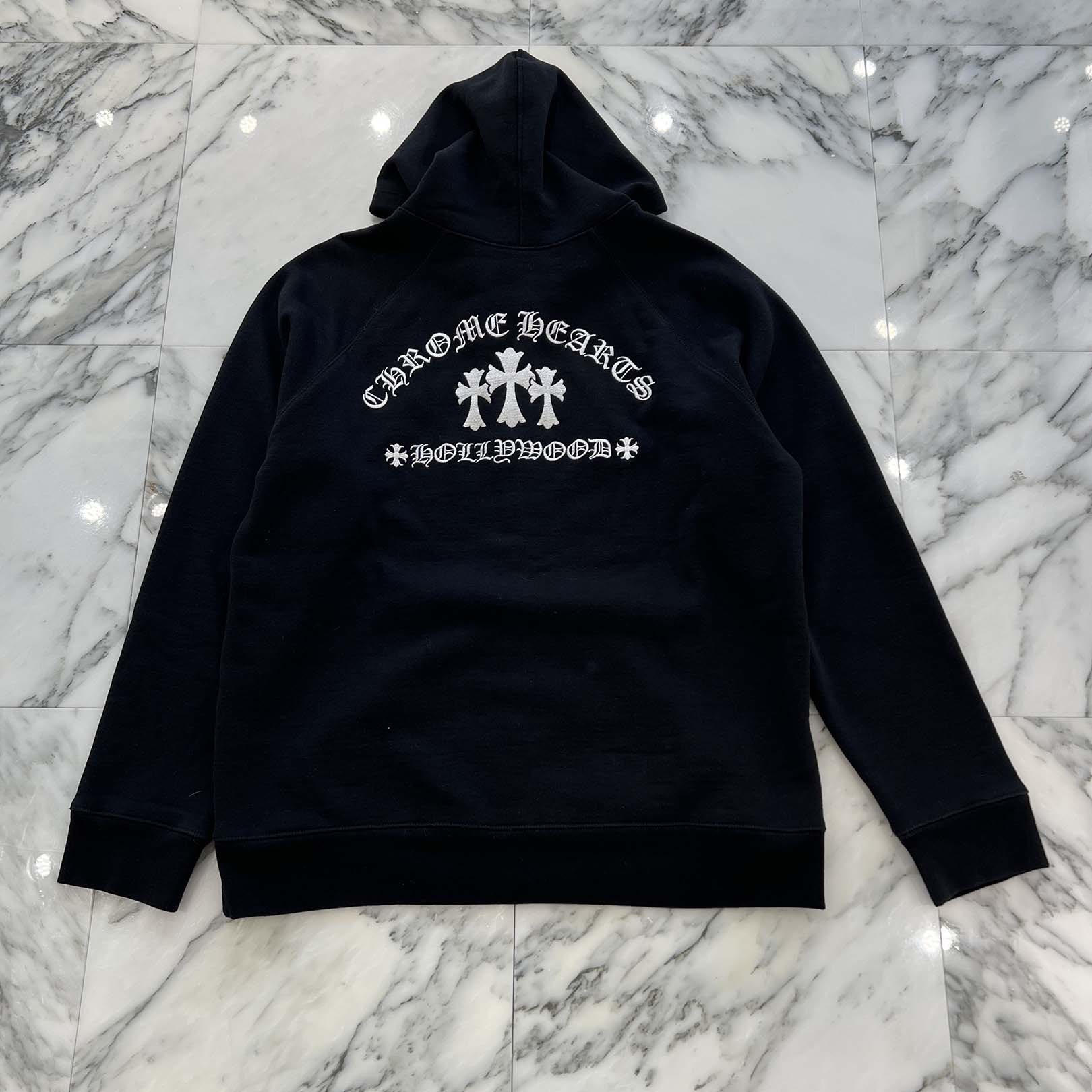 CHROME HEARTS King Taco 3 Cemetery Cross Embroidery Zip Up Hoodie Size XL クロムハーツ キングタコ 3セメタリークロス刺繍 ジップアップフーディー サイズXL