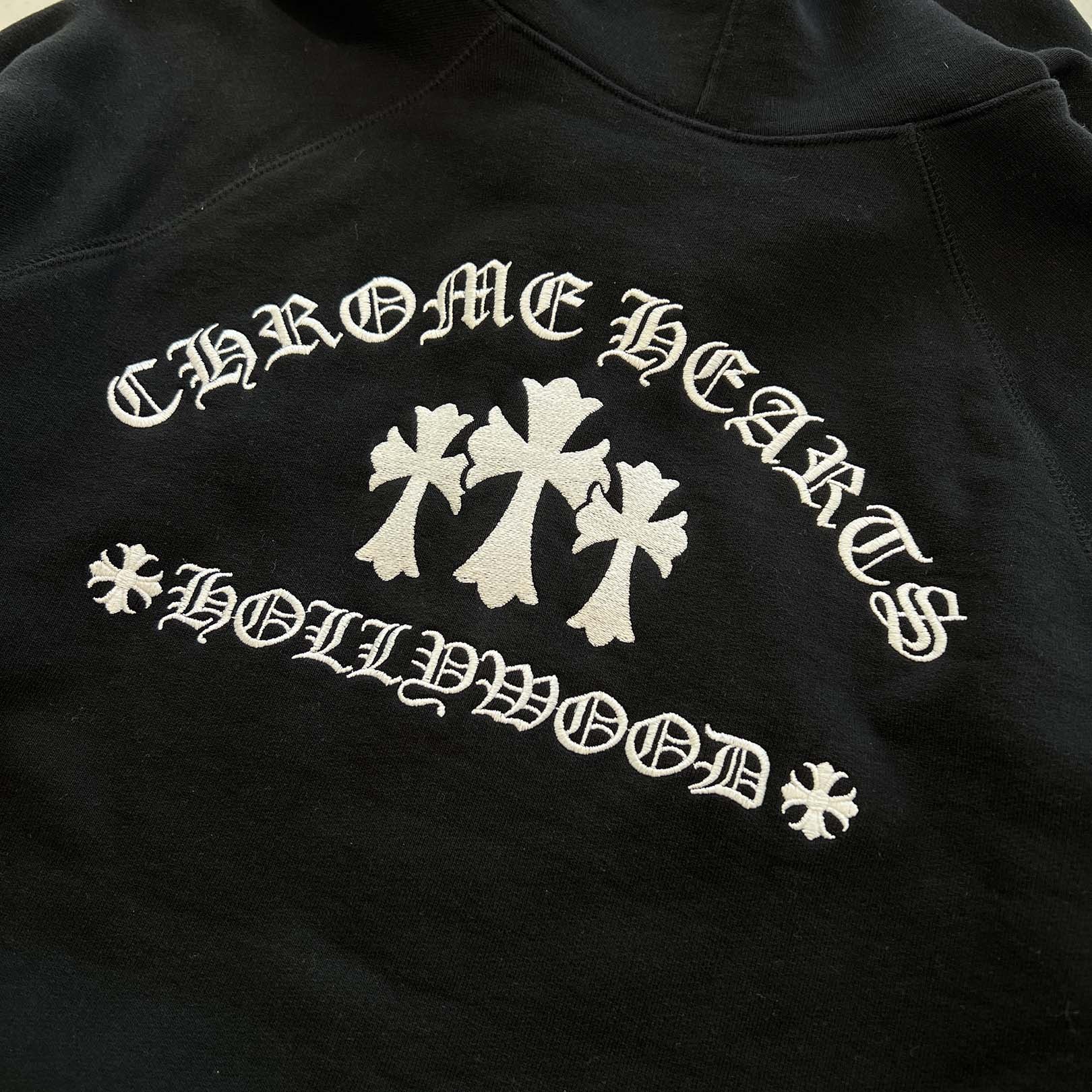 CHROME HEARTS King Taco 3 Cemetery Cross Embroidery Zip Up Hoodie Size XL クロムハーツ キングタコ 3セメタリークロス刺繍 ジップアップフーディー サイズXL