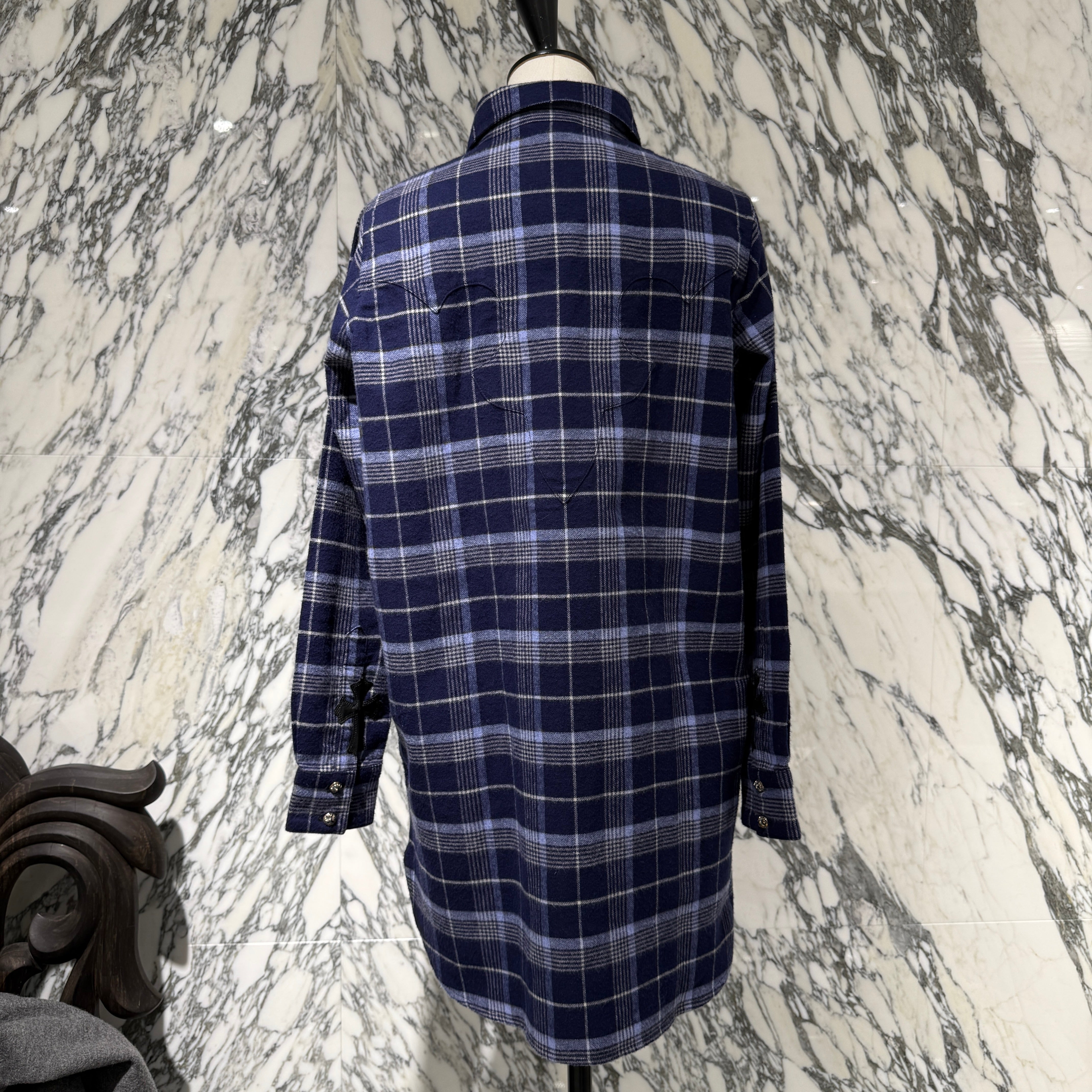 CHROME HEARTS Loose Ends Cross Patch Flannel Check Shirt Size S  クロムハーツ ルーズエンド クロスパッチ フランネルチェックシャツ サイズS