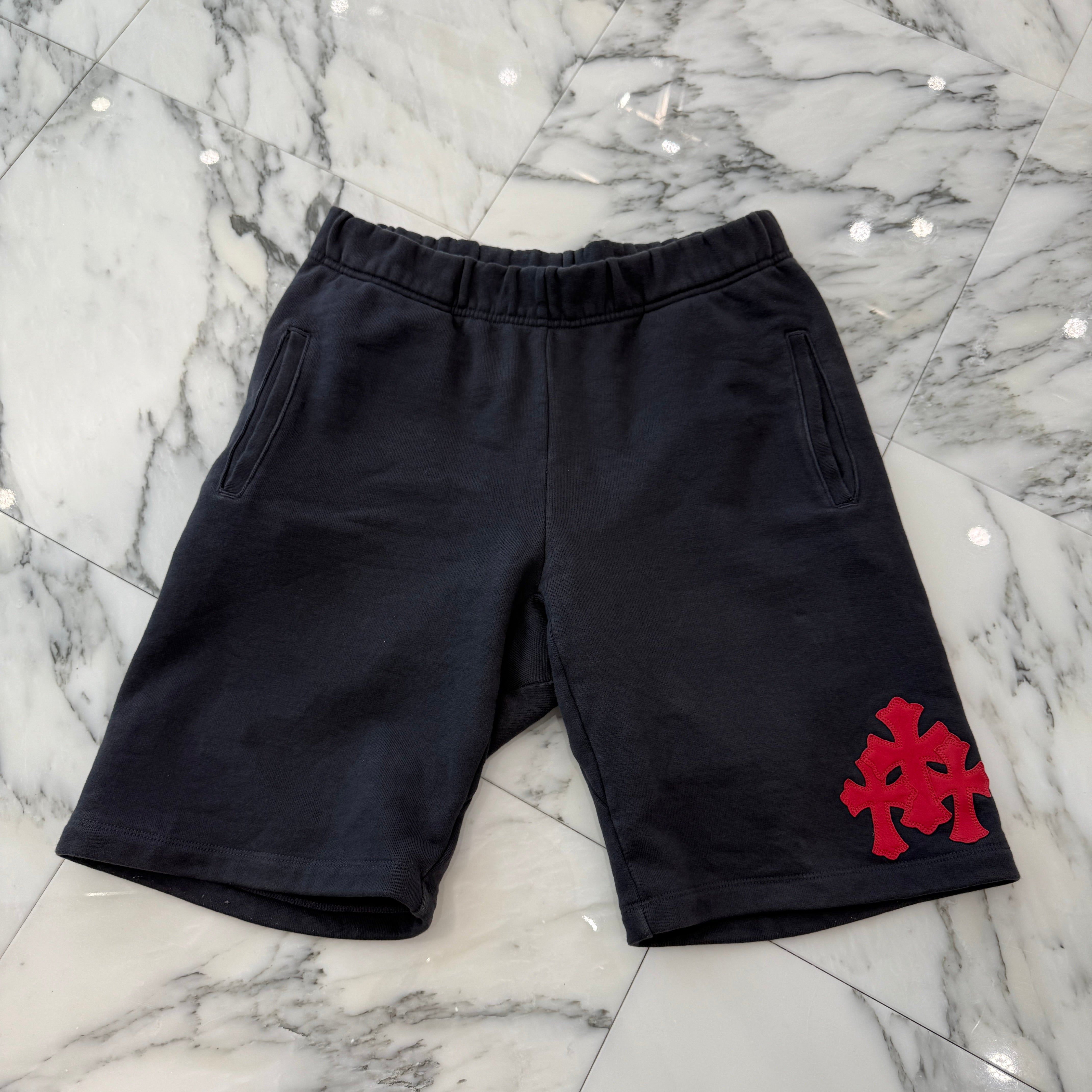 CHROME HEARTS GRP Y NOT 3 Cemetery Cross Patch Sweat Shorts Size M クロムハーツ GRP ワイノット 3 セメタリー クロスパッチ スウェットショーツ サイズM