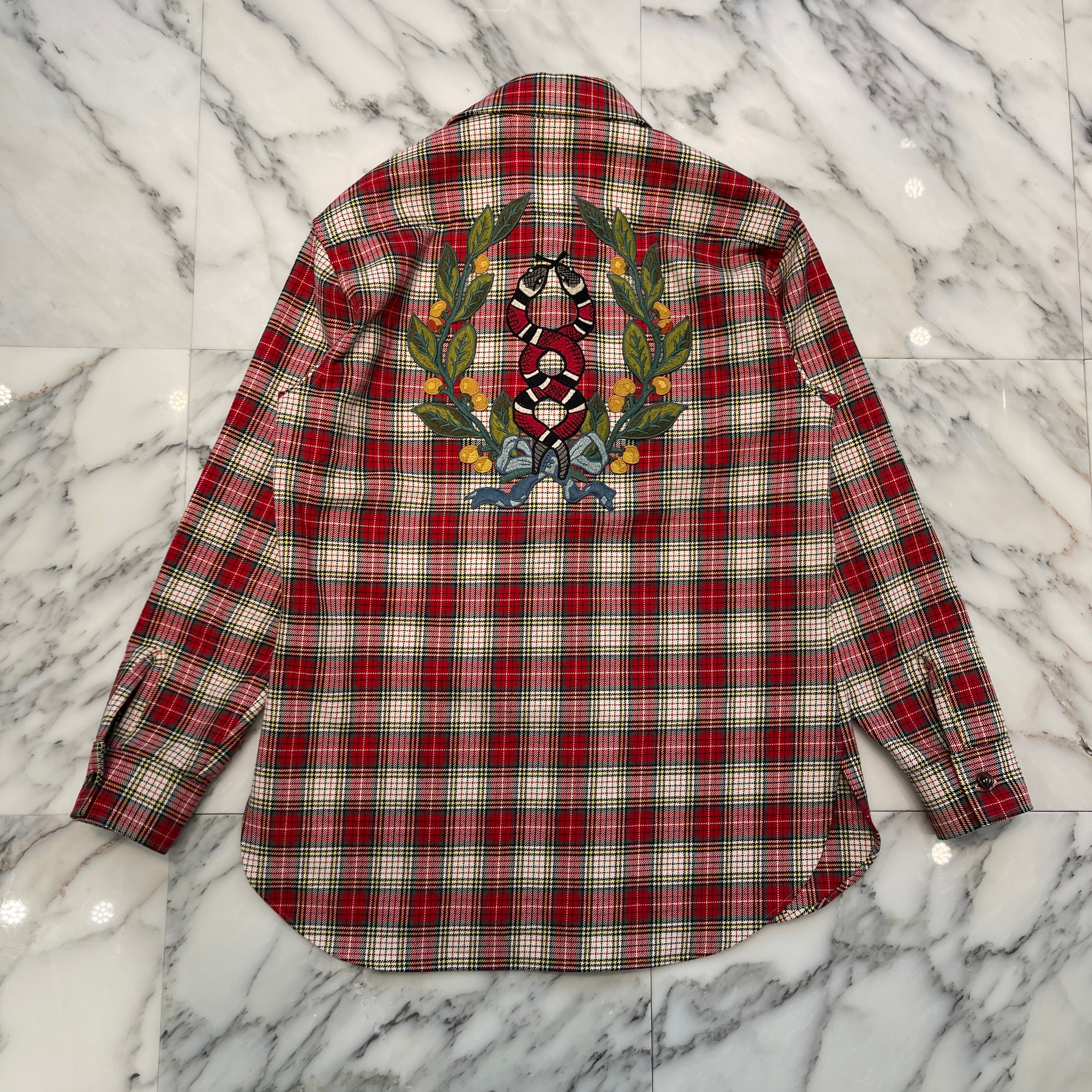 GUCCI 2021AW Back Snake Embroidery Check Shirt 501115 Z345G Size 44 グッチ バックスネーク刺繍 チェックシャツ サイズ44