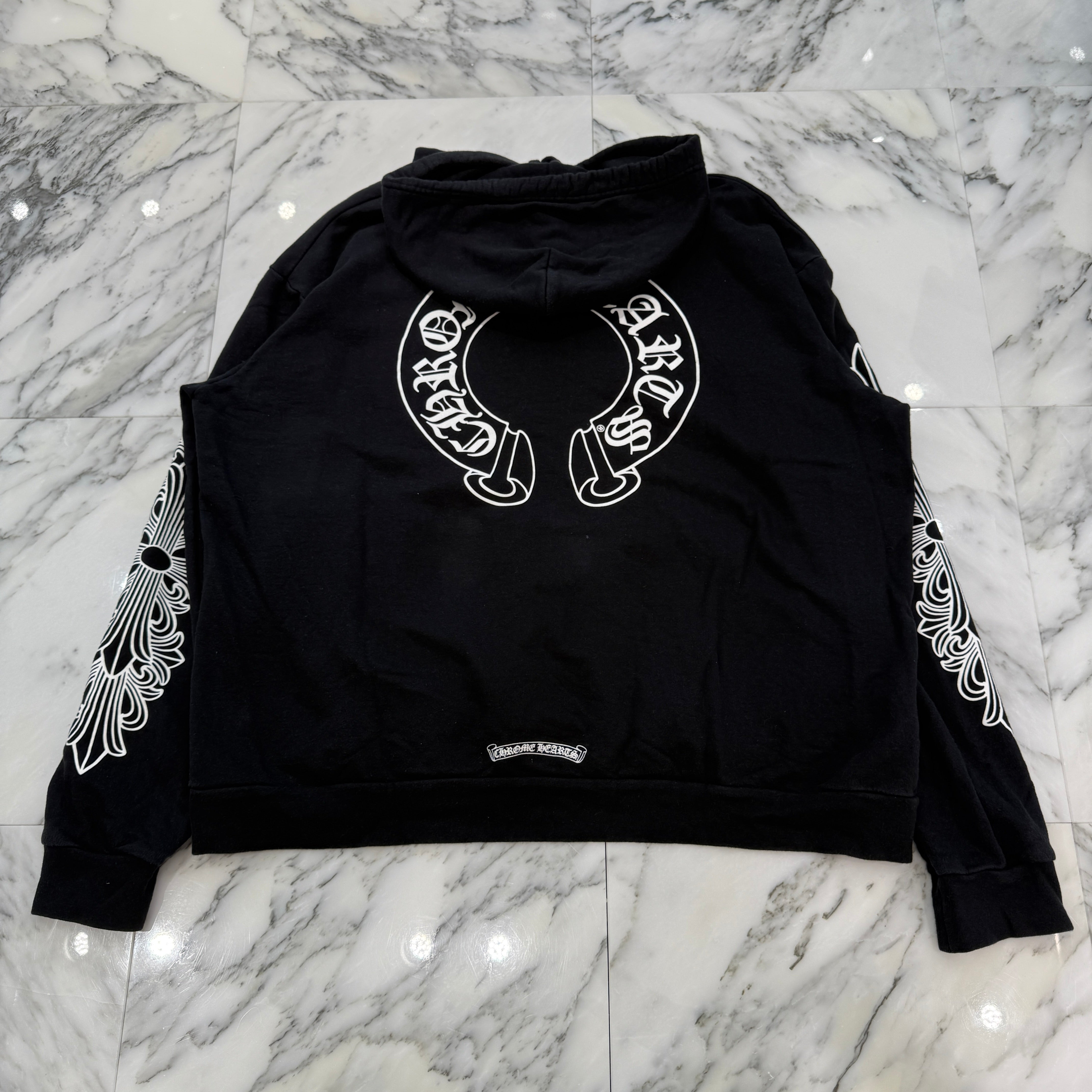 CHROME HEARTS Floral Cross Horseshoe Pullover Hoodie Size XL クロムハーツ フローラルクロスホースシュー プルオーバーフーディ サイズXL