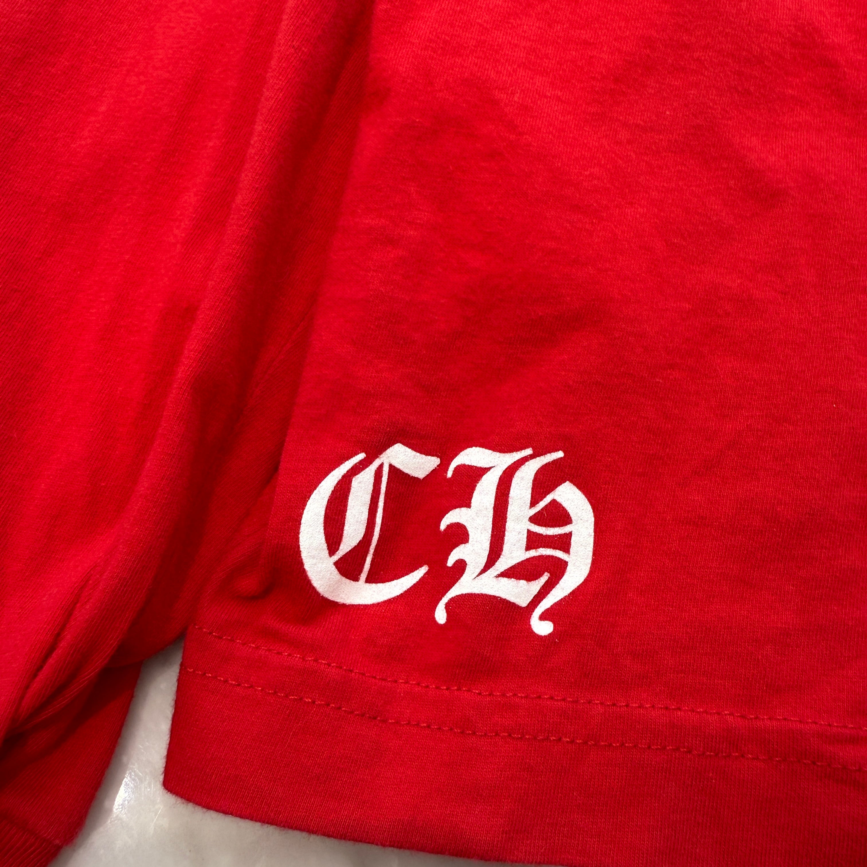 CHROME HEARTS Red Back Scroll Label Logo Long Sleeve Tee Size XXL クロムハーツ レッド バックスクロールラベル ロゴ ロングスリーブTシャツ サイズ XXL