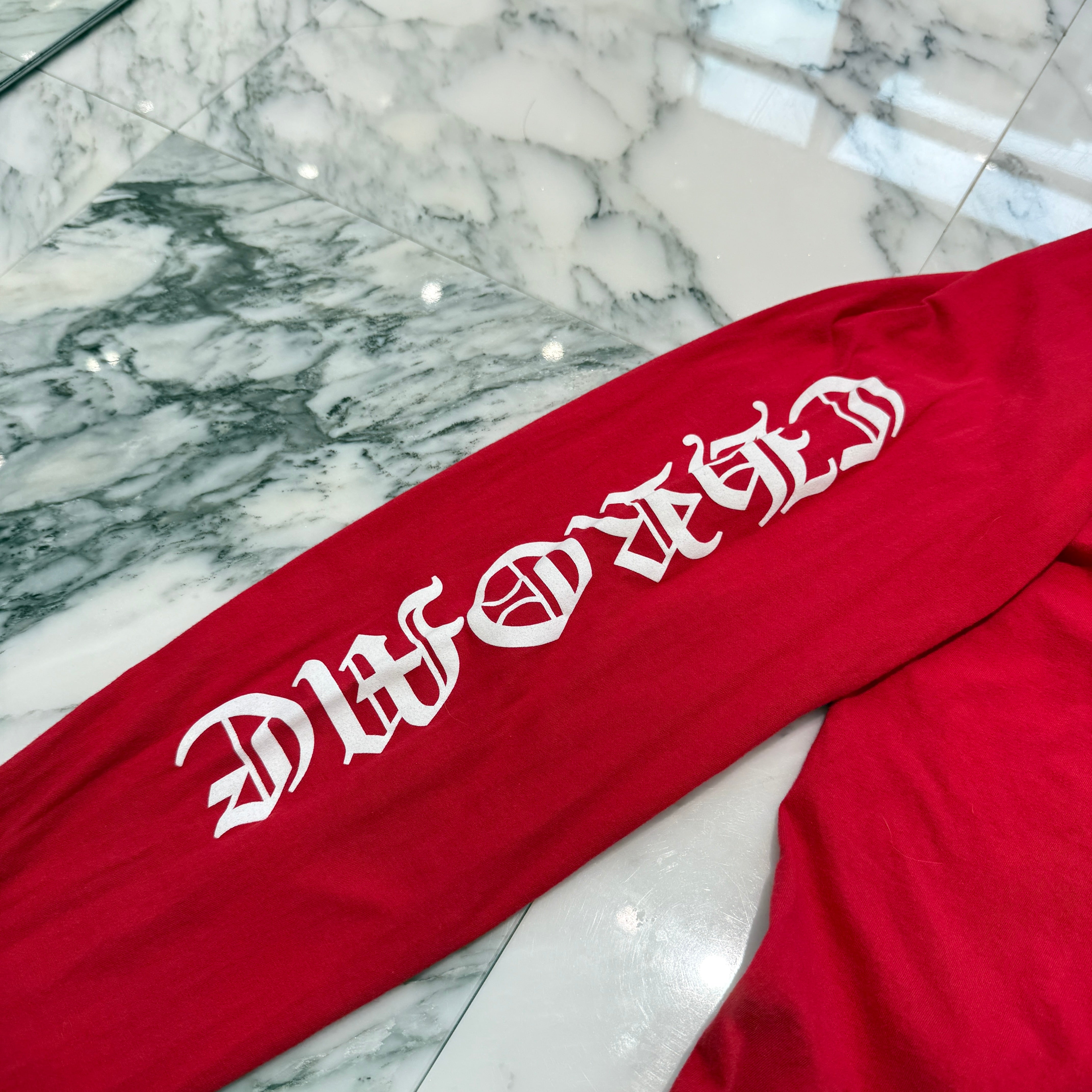 CHROME HEARTS Red Back Scroll Label Logo Long Sleeve Tee Size XXL クロムハーツ レッド バックスクロールラベル ロゴ ロングスリーブTシャツ サイズ XXL