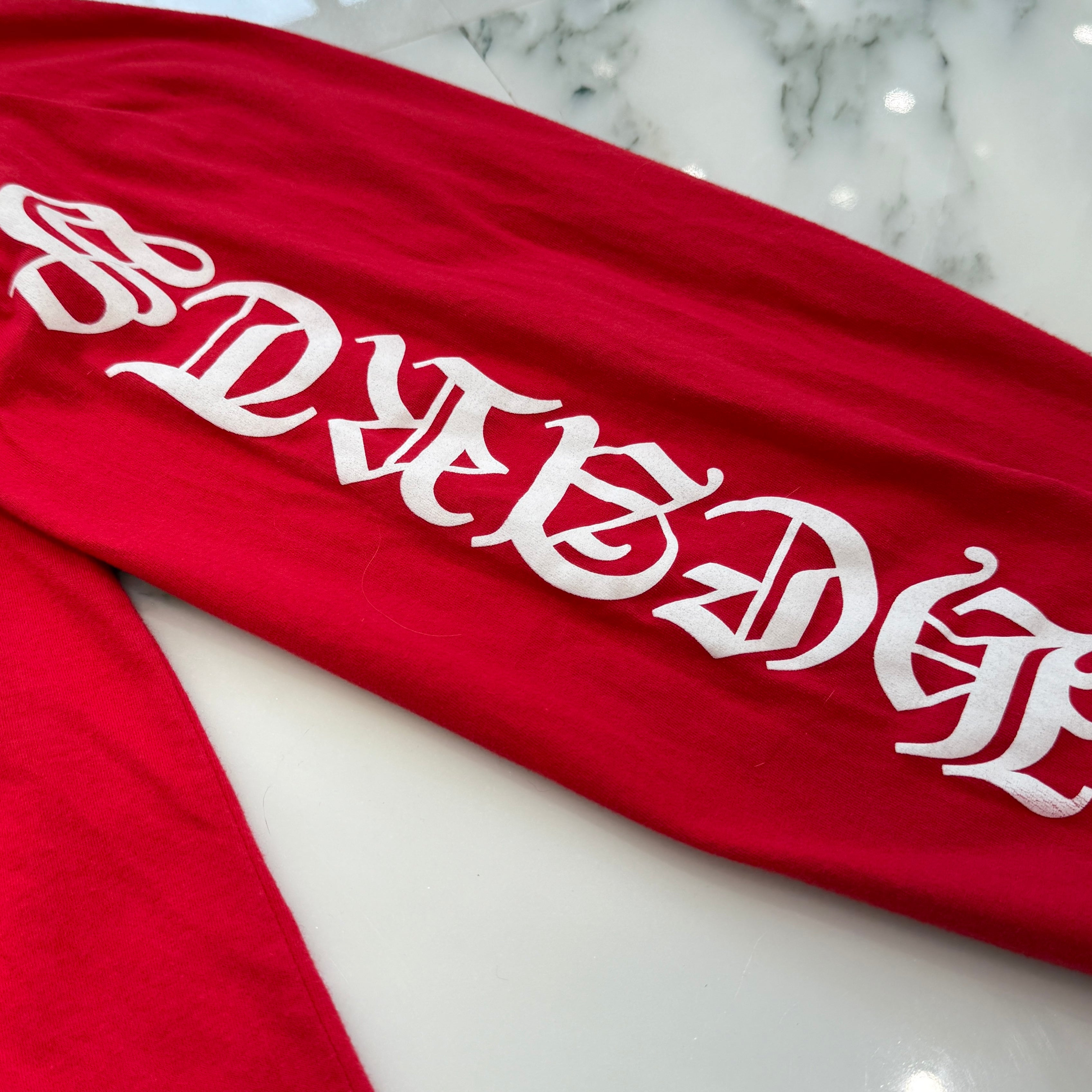 CHROME HEARTS Red Back Scroll Label Logo Long Sleeve Tee Size XXL クロムハーツ レッド バックスクロールラベル ロゴ ロングスリーブTシャツ サイズ XXL