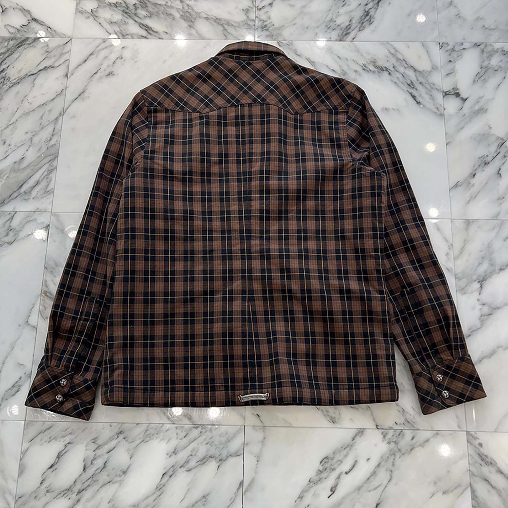 CHROME HEARTS Y NOT Cross Ball Button Western Check Shirt Jacket Size L クロムハーツ ワイノット クロスボールボタン ウエスタンチェックシャツ ジャケット サイズL