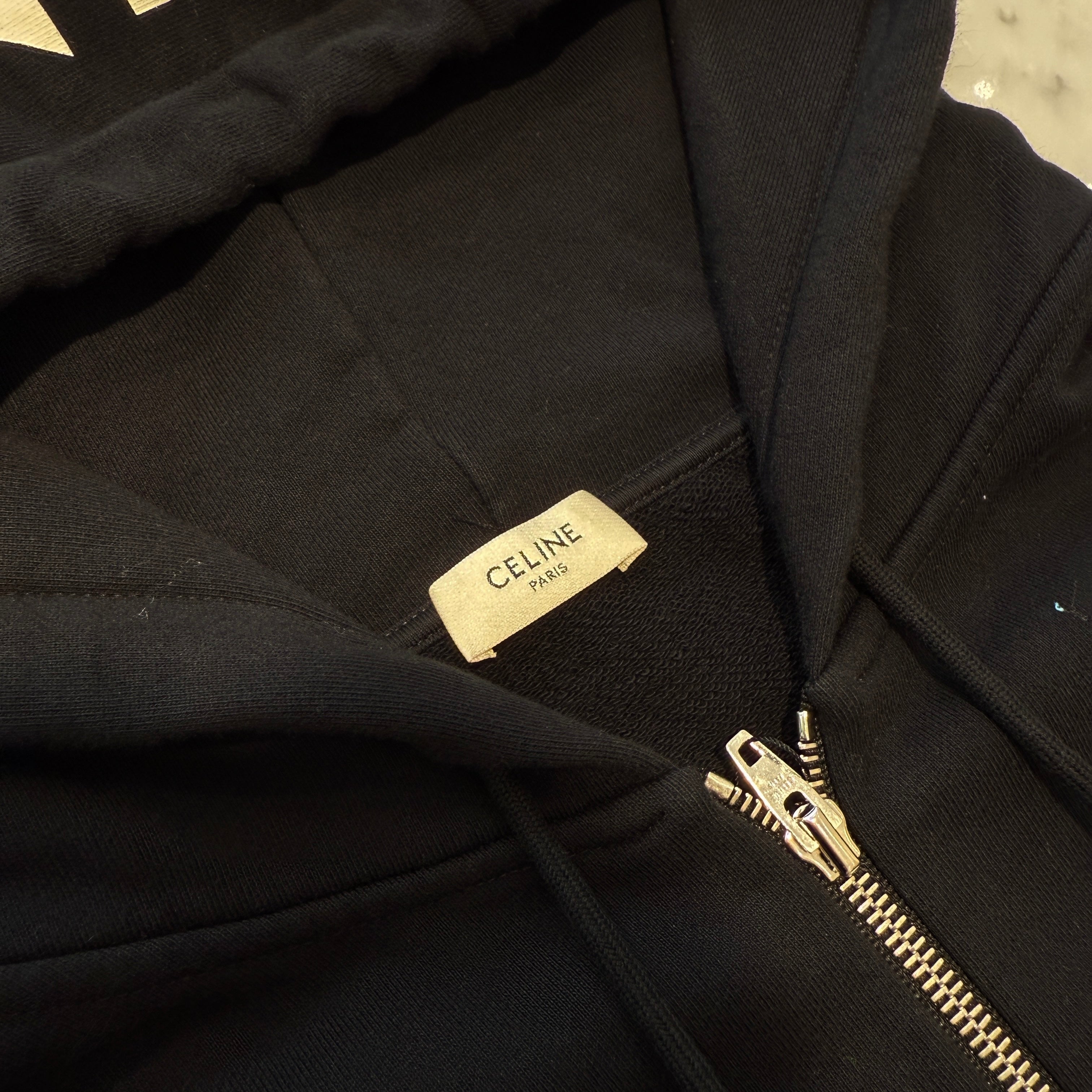 CELINE 2024SS Hooded Logo Zip Up Cotton Hoodie 2Y497670Q Size XS セリーヌ フーデッドロゴ ジップアップ フーディ サイズXS