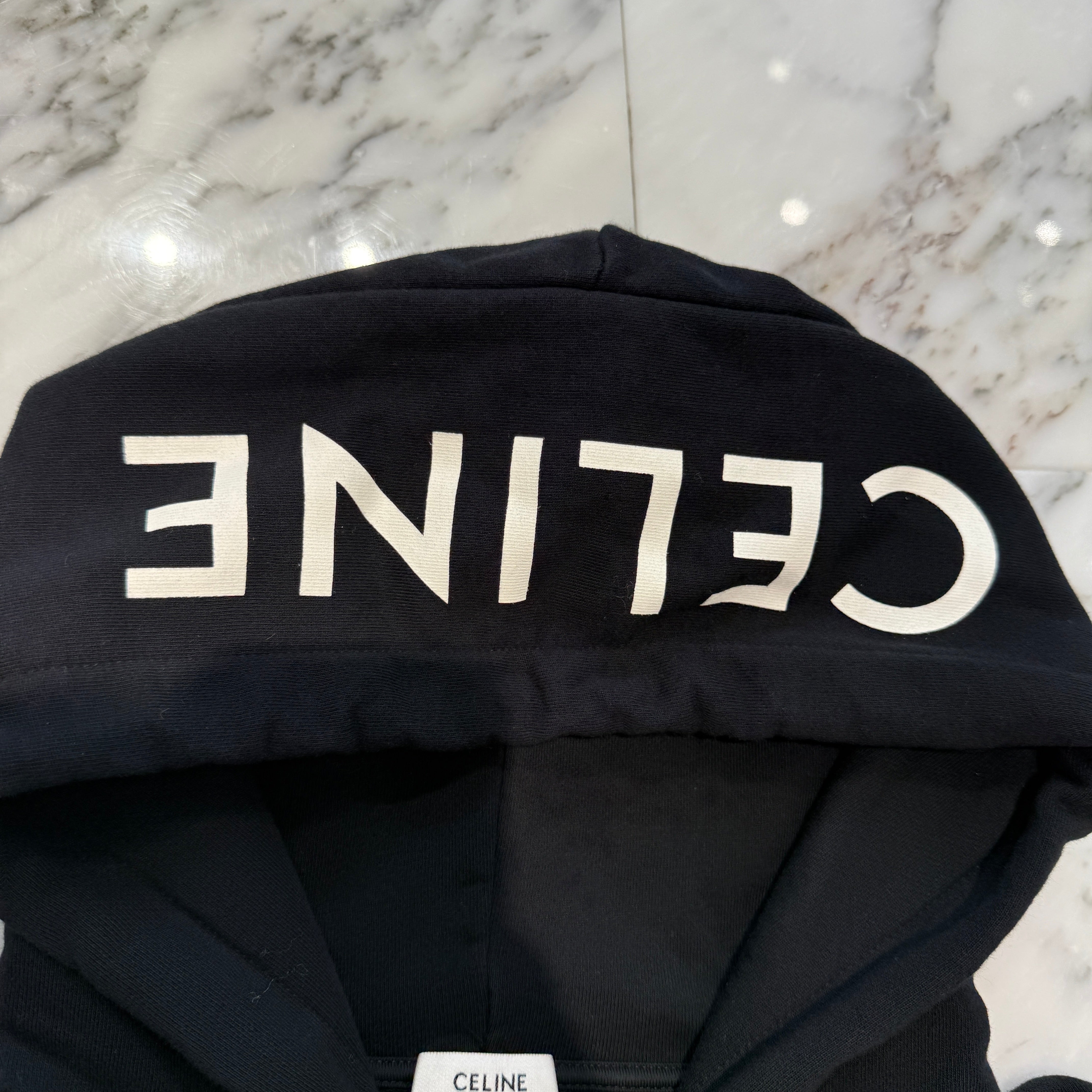 CELINE 2024SS Hooded Logo Zip Up Cotton Hoodie 2Y497670Q Size XS セリーヌ フーデッドロゴ ジップアップ フーディ サイズXS