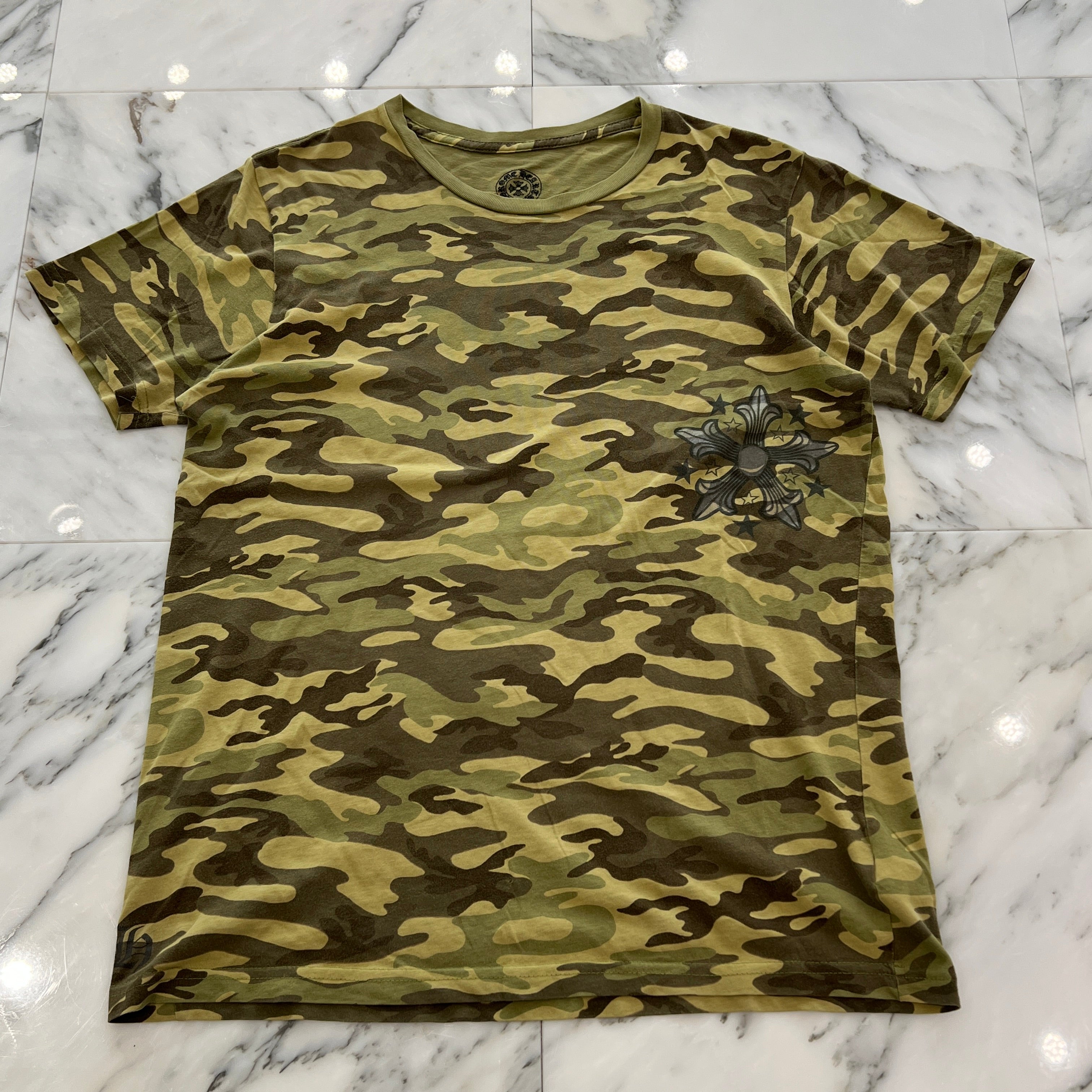 CHROME HEARTS Back CH Plus Cemetery Cross Print Camo Tee Size L