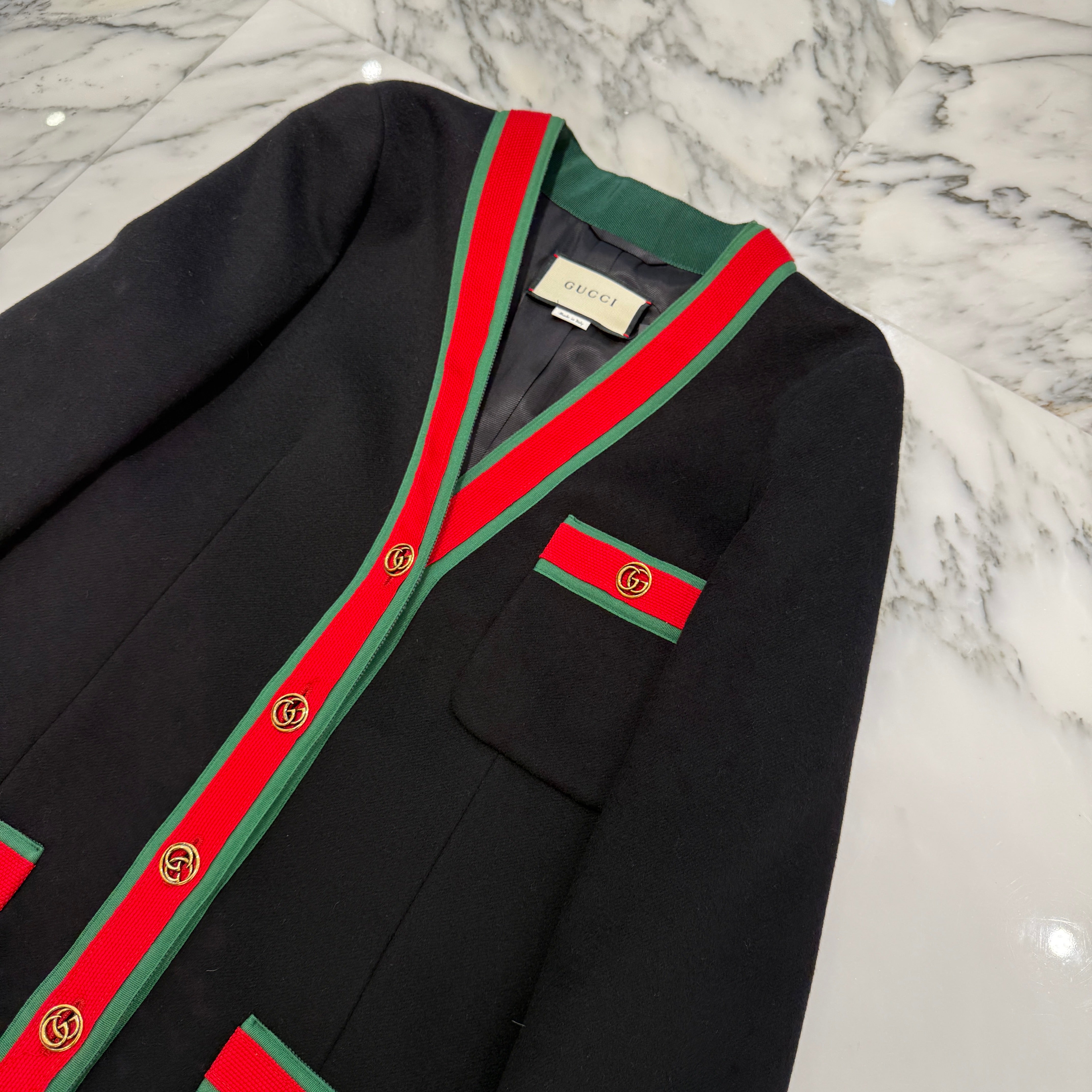 GUCCI 2018AW Web Trim Ladies Wool Long Coat 518064 ZHW03 Size 38 グッチ ウェブトリム レディース ウールロングコート サイズ38