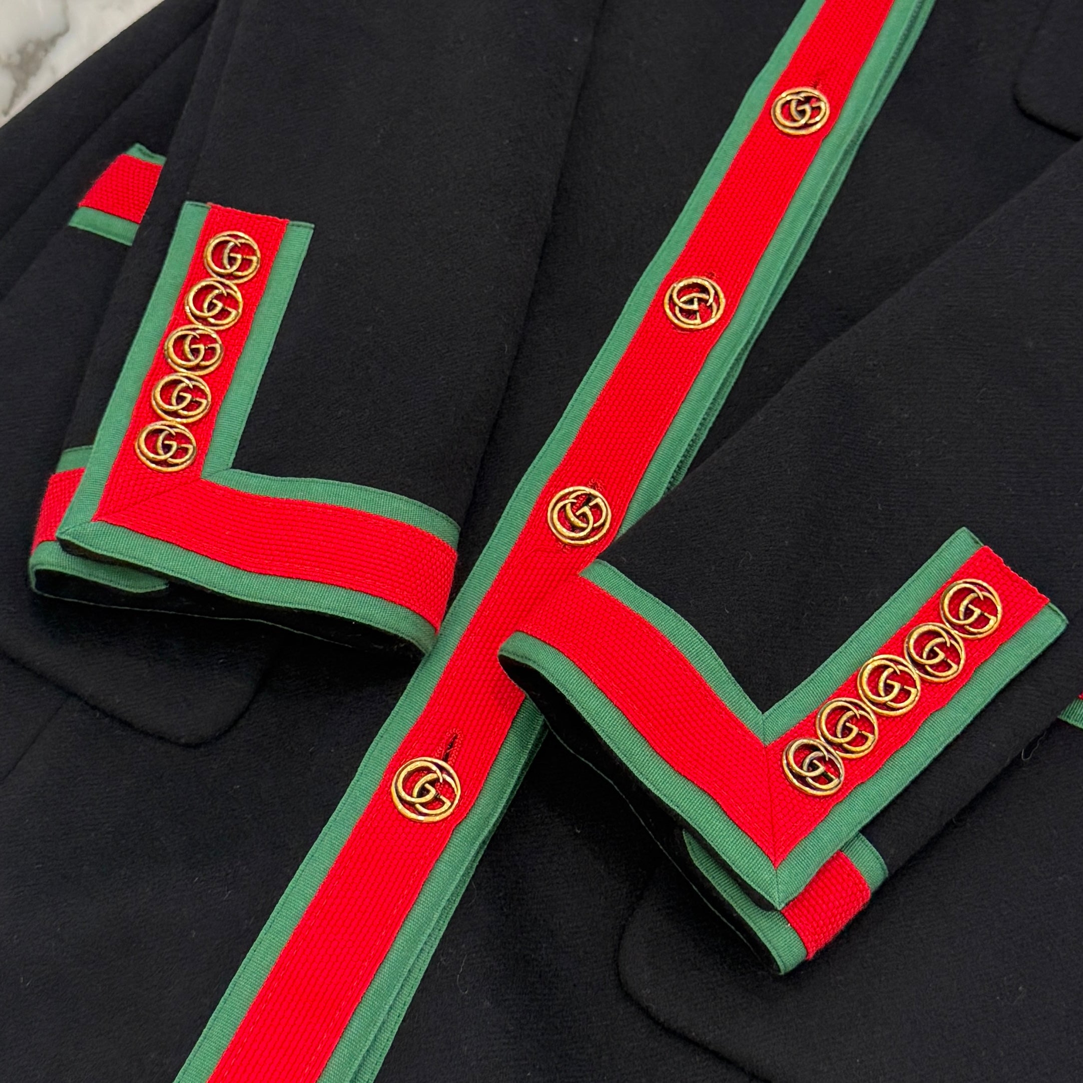 GUCCI 2018AW Web Trim Ladies Wool Long Coat 518064 ZHW03 Size 38 グッチ ウェブトリム レディース ウールロングコート サイズ38