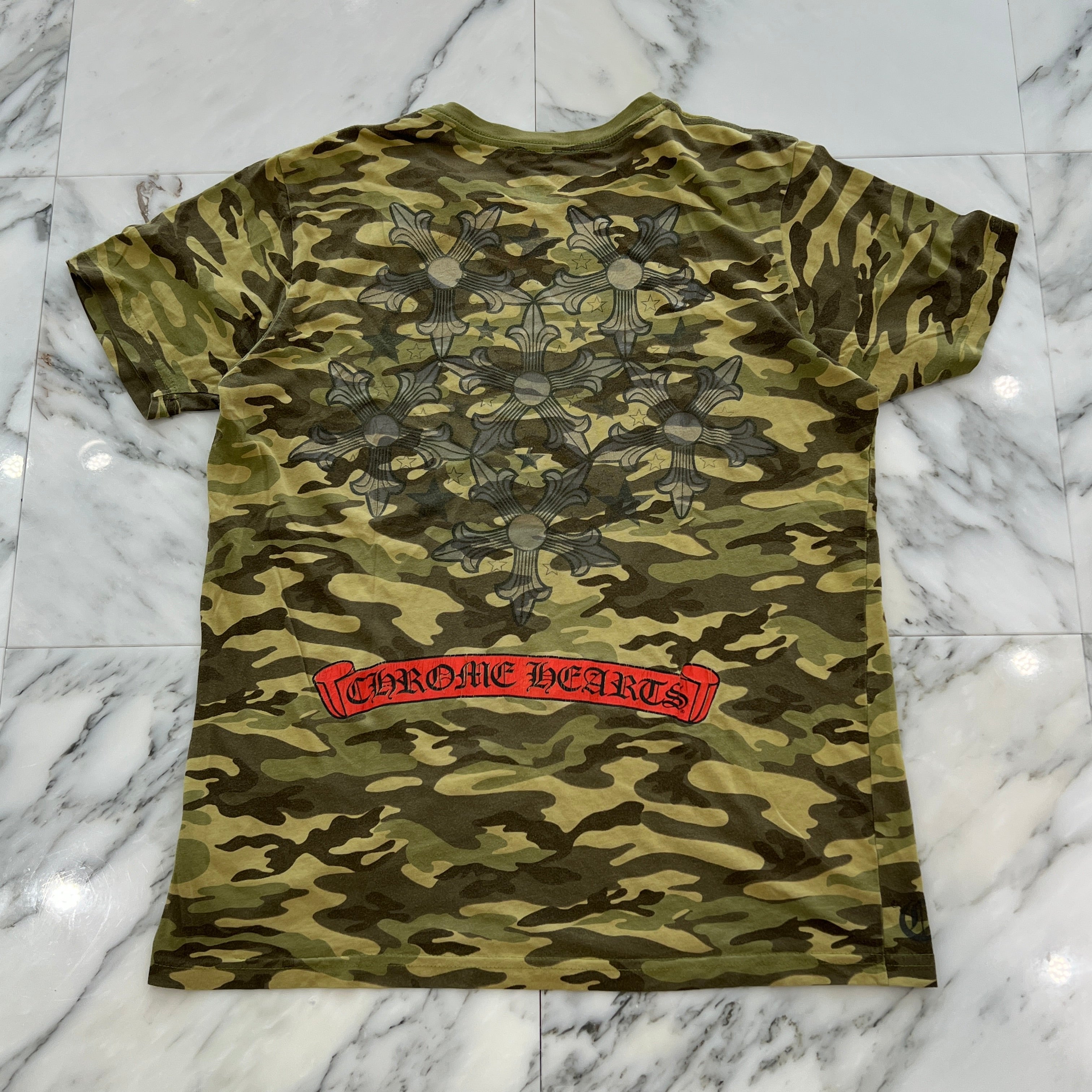 CHROME HEARTS Back CH Plus Cemetery Cross Print Camo Tee Size L クロムハーツ バック CHプラス セメタリークロス プリント カモ Tシャツ サイズL