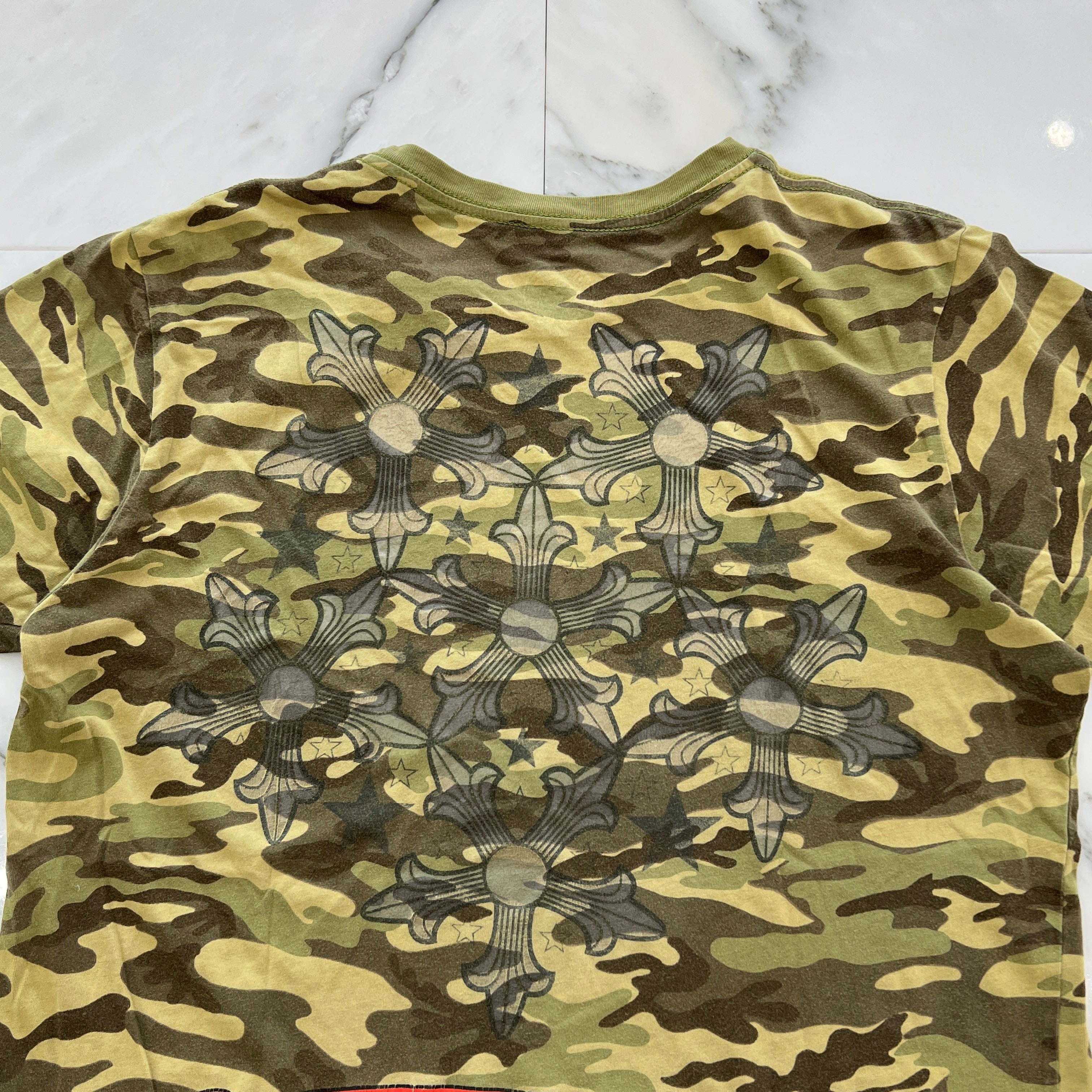 CHROME HEARTS Back CH Plus Cemetery Cross Print Camo Tee Size L クロムハーツ バック CHプラス セメタリークロス プリント カモ Tシャツ サイズL