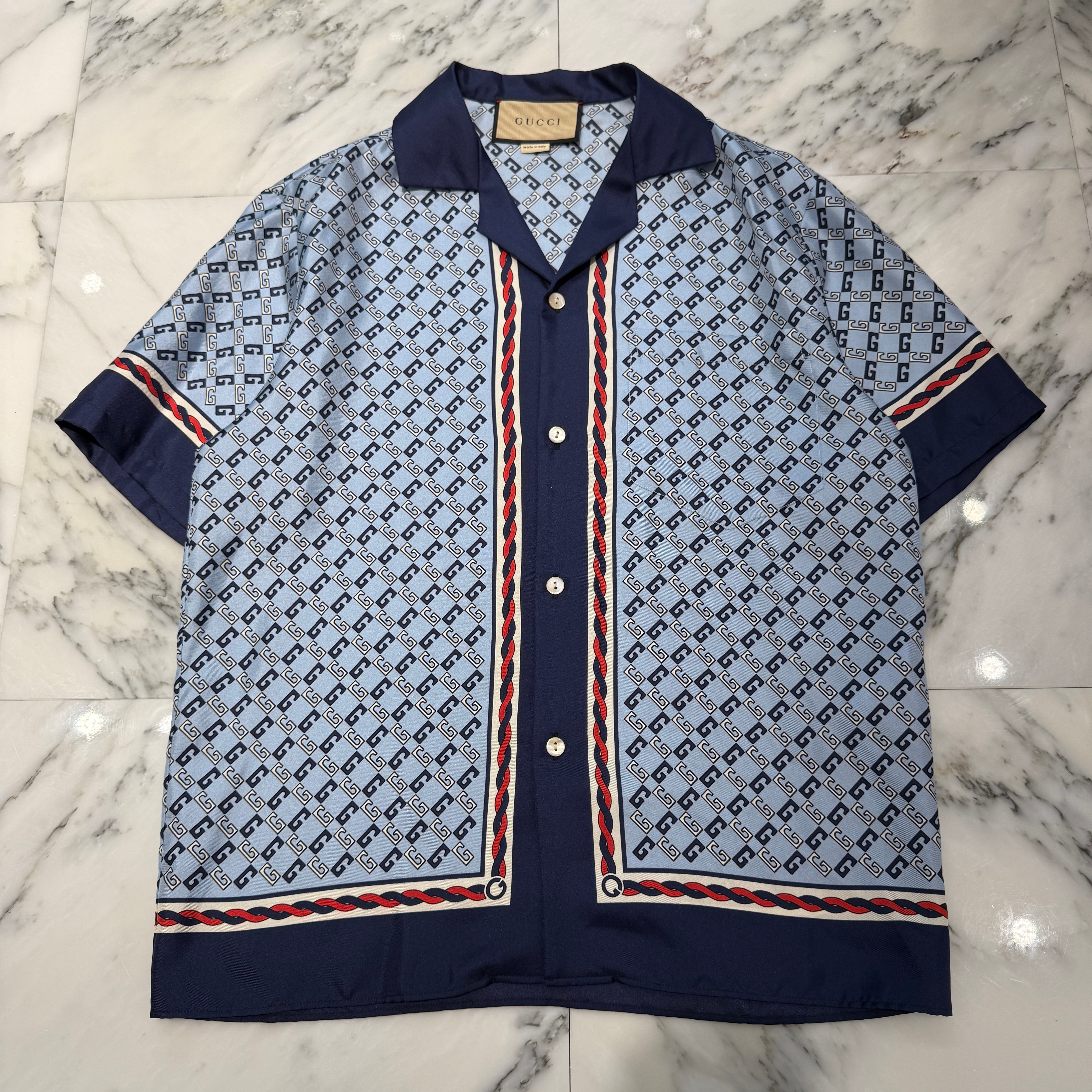 GUCCI 2024SS Geometric Square G Print Silk Set Up 740319 ZAMZX/672698 ZAMZY Size 46 グッチ ジオメトリックスクエア Gプリント シルクセットアップ サイズ46