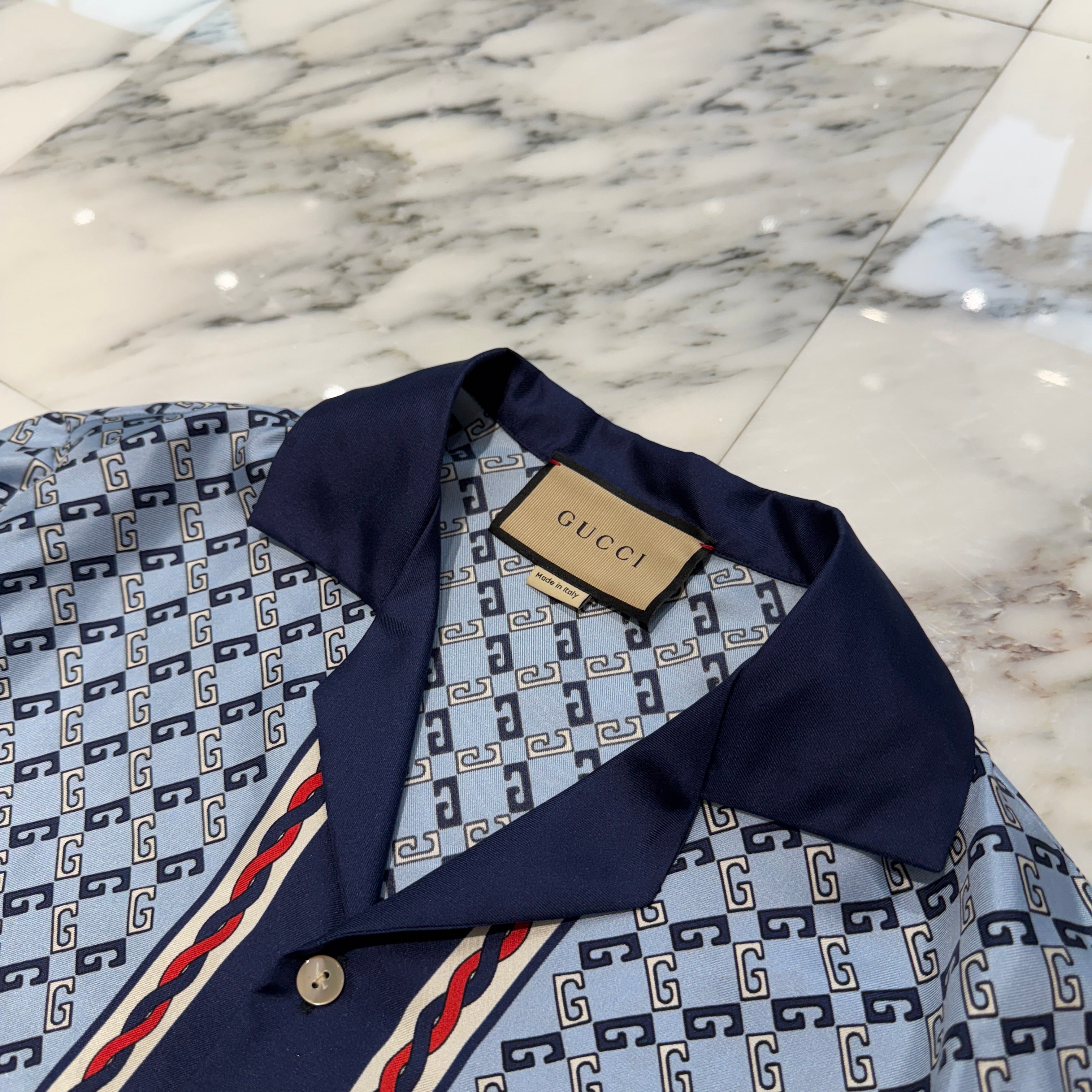 GUCCI 2024SS Geometric Square G Print Silk Set Up 740319 ZAMZX/672698 ZAMZY Size 46 グッチ ジオメトリックスクエア Gプリント シルクセットアップ サイズ46