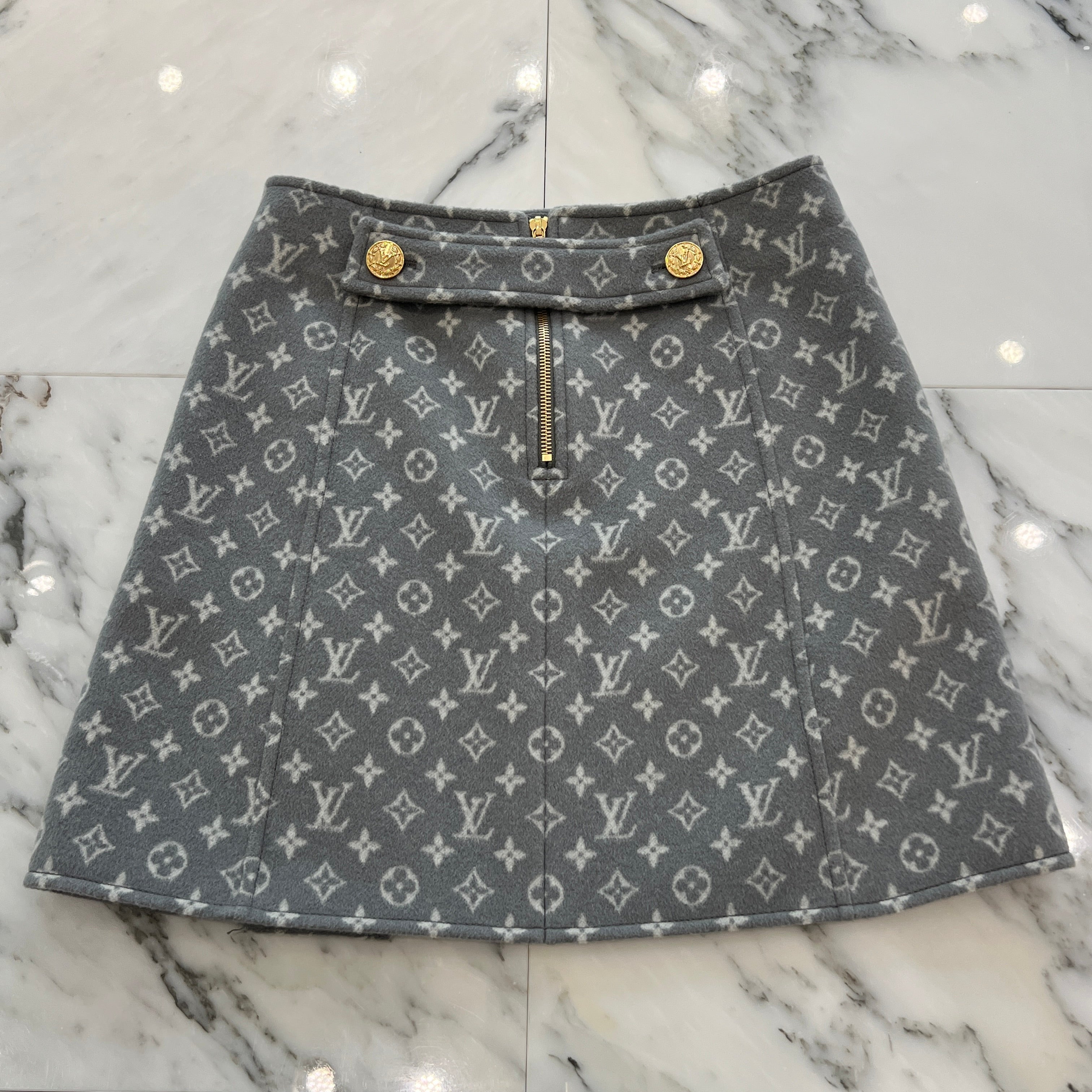 【超美品】最安値ルイヴィトンウールスカート　36【Ｓ－Ｍ】 LOUIS VUITTON 2022SS Monogram Wool Silk Skirt Size 36 ルイヴィトン