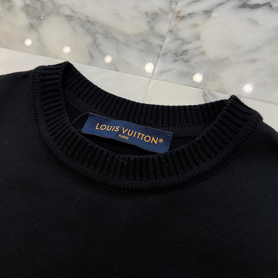 LOUIS VUITTON 2023SS Signature Logo Embroidered Knit Tee HNN42W Size S ルイヴィトン シグネチャー ロゴ刺繍 ニットTシャツ サイズS