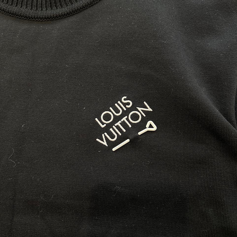 LOUIS VUITTON 2023SS Signature Logo Embroidered Knit Tee HNN42W Size S ルイヴィトン シグネチャー ロゴ刺繍 ニットTシャツ サイズS