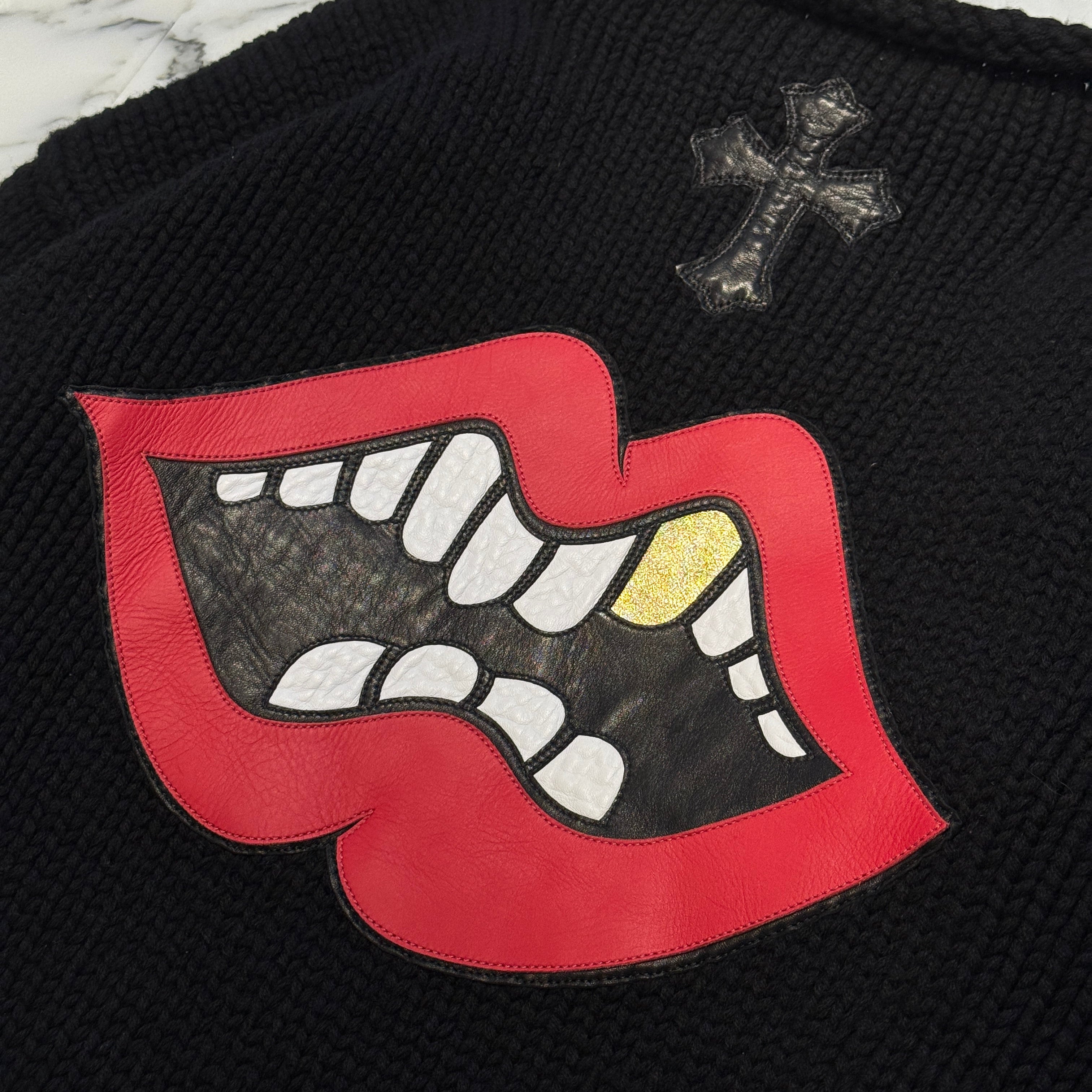 CHROME HEART × MATTY BOY CHOMPER Leather Cross Patches Cashmere Sweater Size S クロムハーツ × マッティボーイ チョンパーレザークロスパッチカシミアセーター サイズS