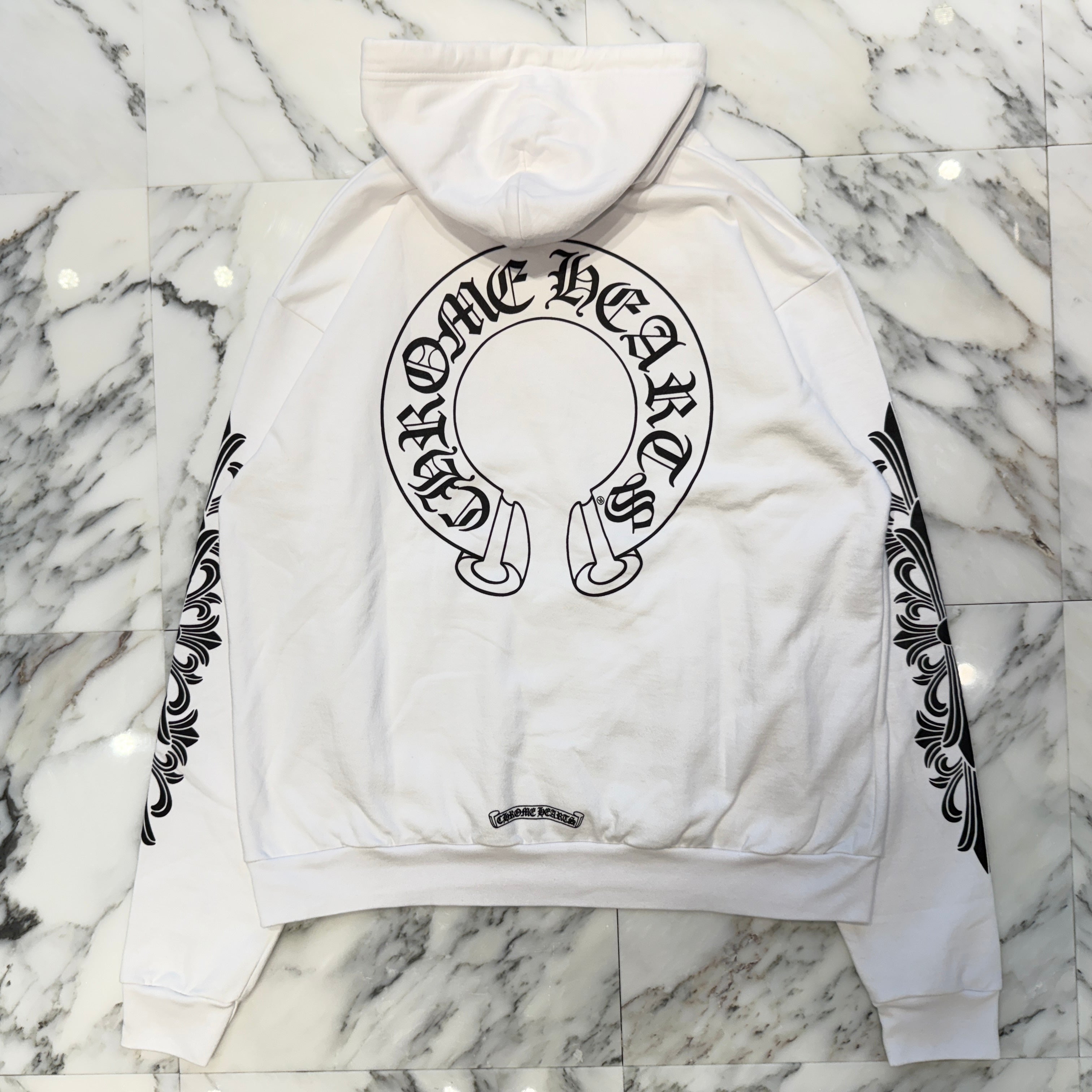 CHROME HEARTS Floral Cross Horseshoe Pullover Hoodie Size L クロムハーツ フローラルクロスホースシュー プルオーバーフーディ サイズL