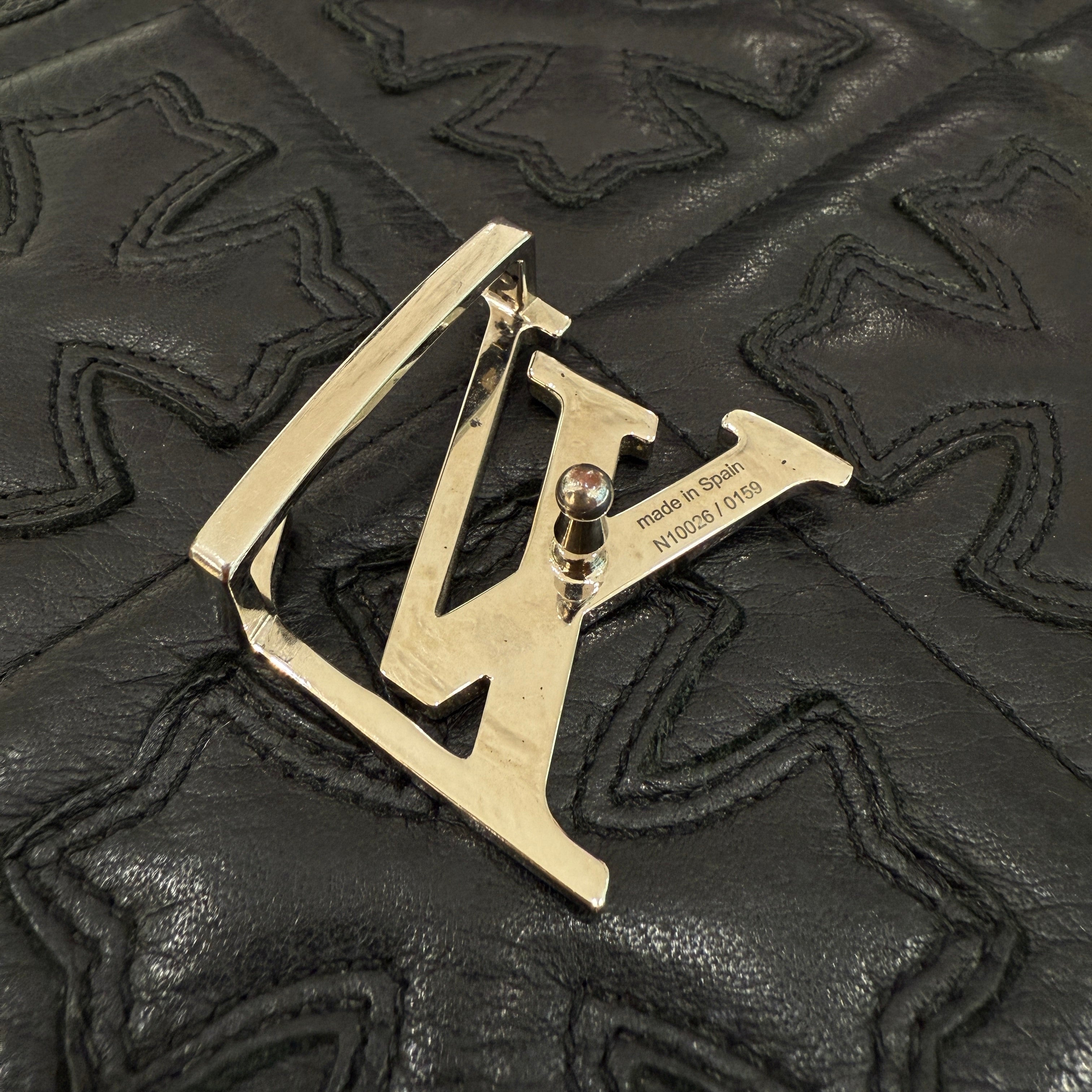 LOUIS VUITTON Rhinestone LV Initial Buckle Leather Belt M10026