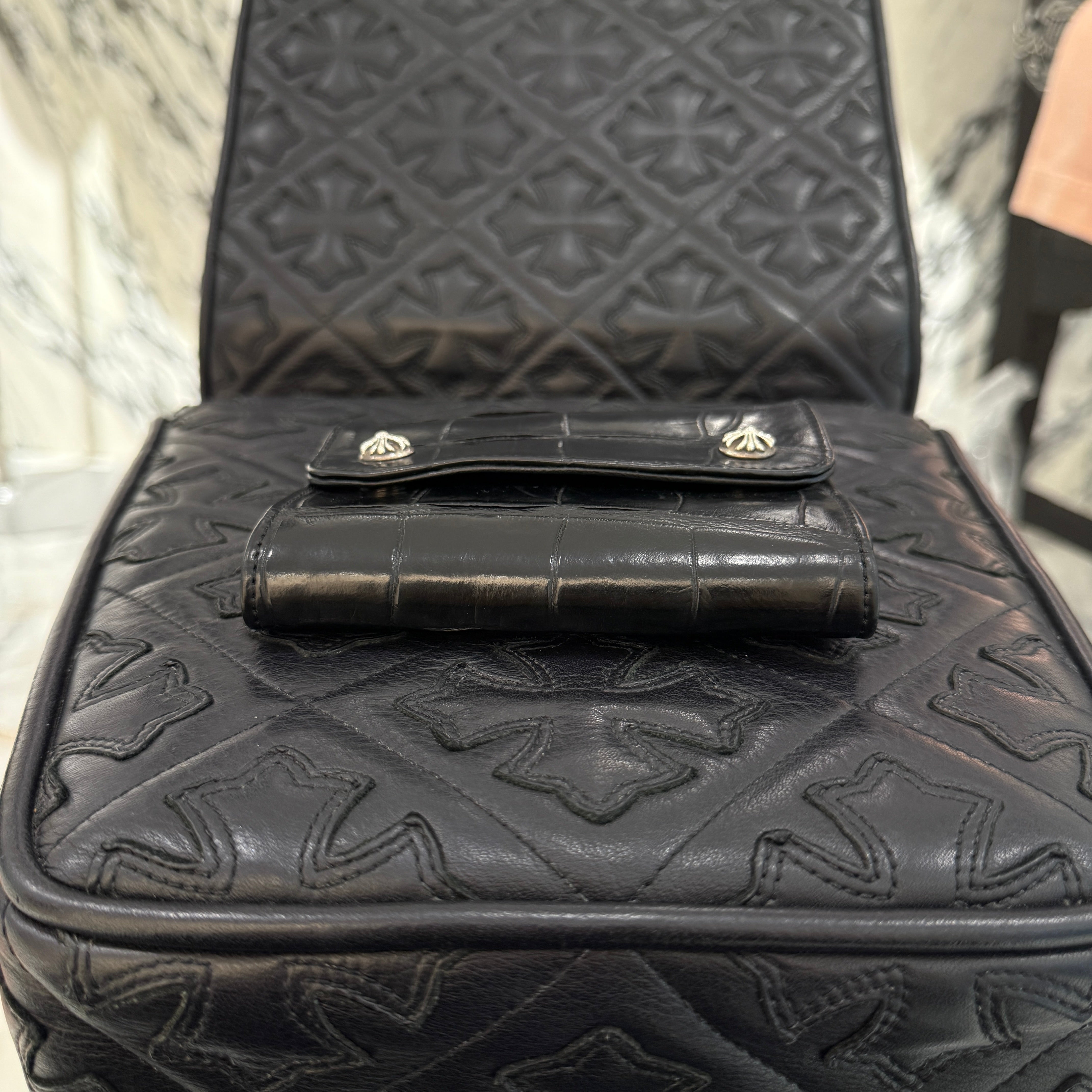 CHROME HEARTS Alligator Leather Wave Mini Cross Ball Wallet クロム
