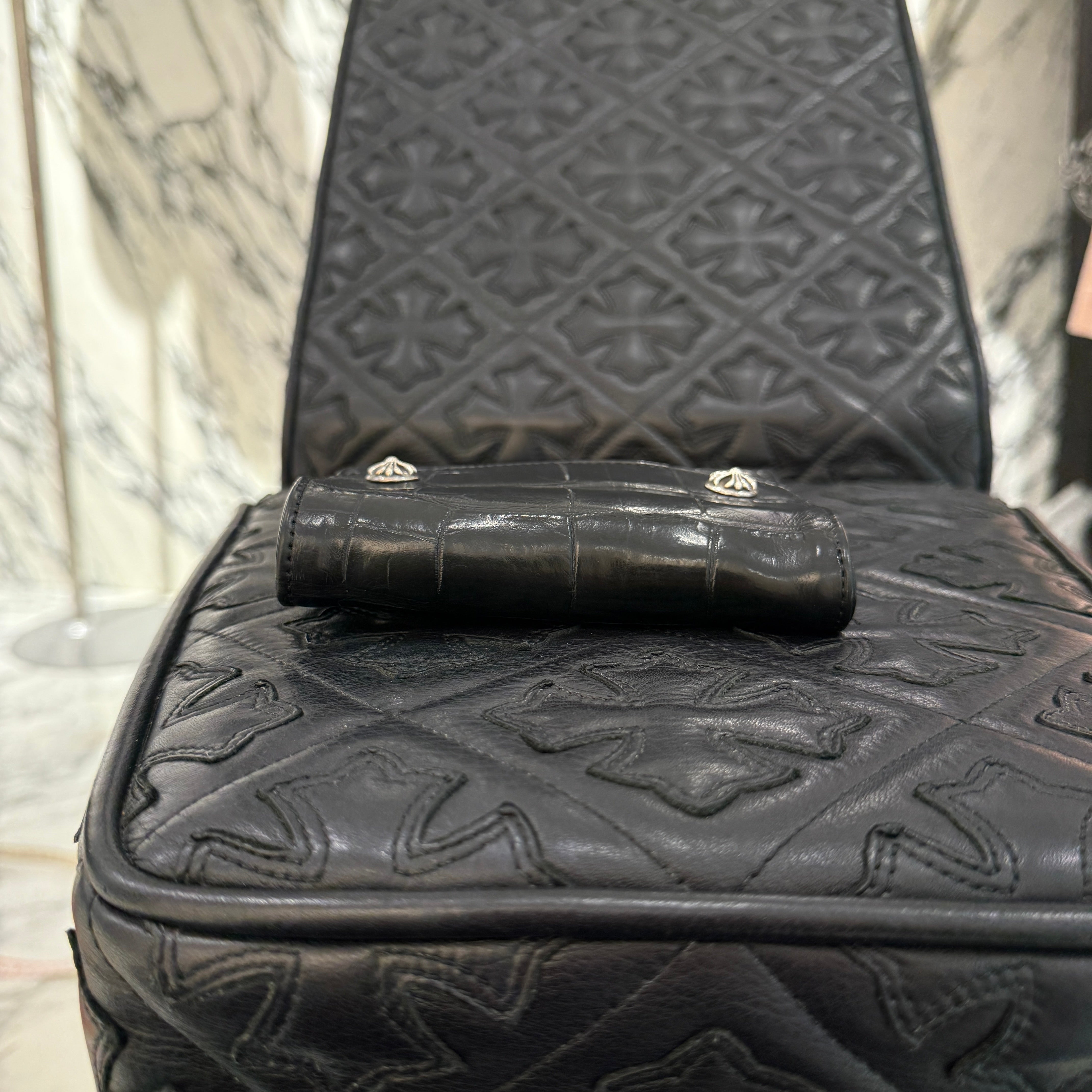 CHROME HEARTS Alligator Leather Wave Mini Cross Ball Wallet クロム