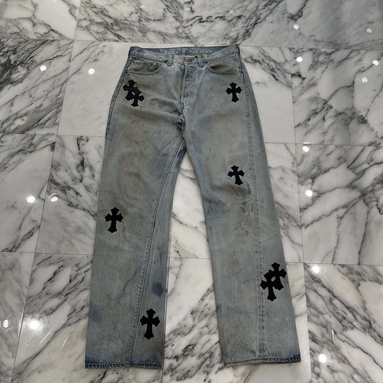 CHROME HEARTS × Levi's Body VNTG Cross Leather Patch Jeans Size 29 クロムハーツ × リーバイスボディ ヴィンテージ クロスレザーパッチ ジーンズ デニムパンツ サイズ29