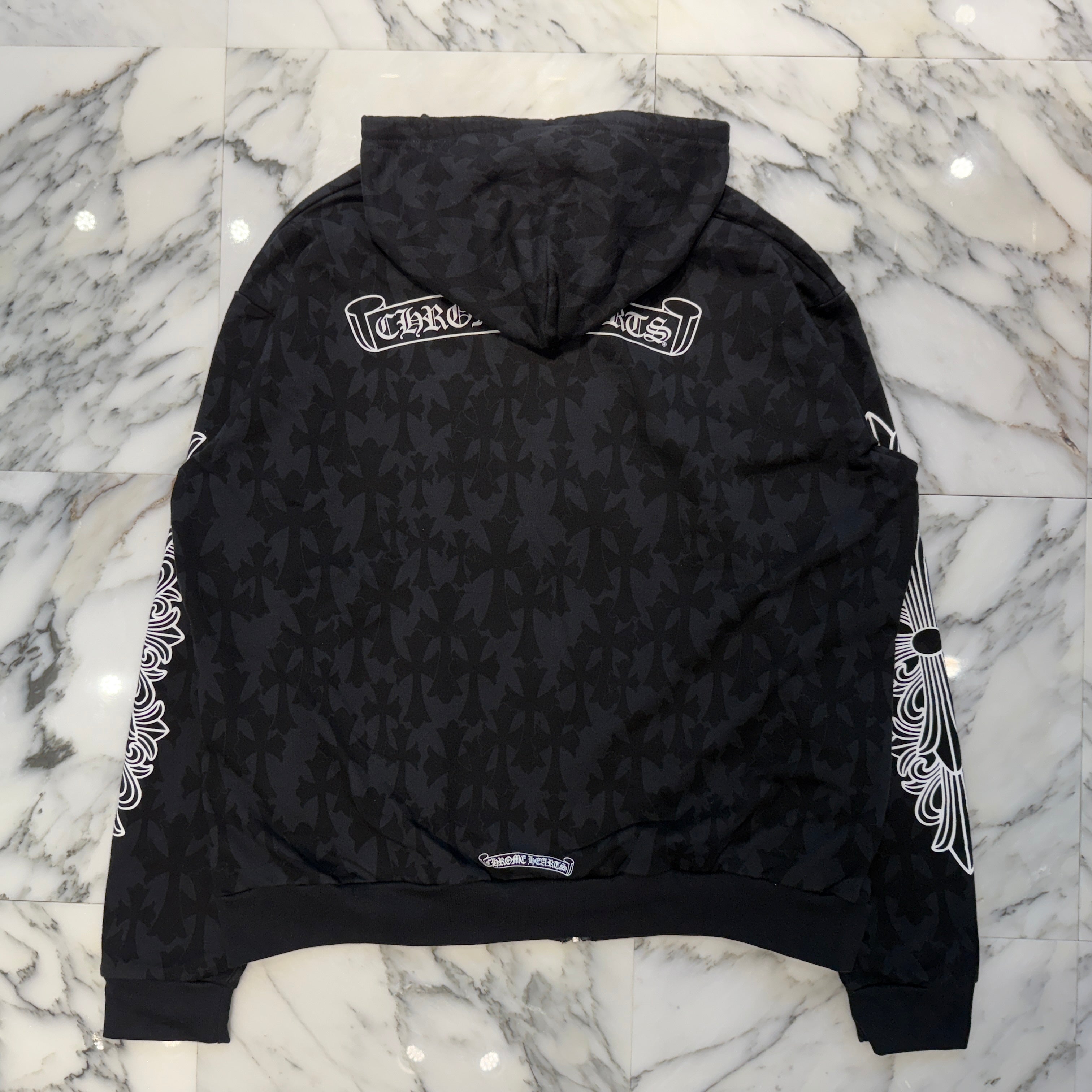 CHROME HEARTS 2024SS Graveyard Cemetery Cross Zip Up Hoodie Size M クロムハーツ グレイブヤード セメタリークロス ジップアップフーディ 総柄 サイズM