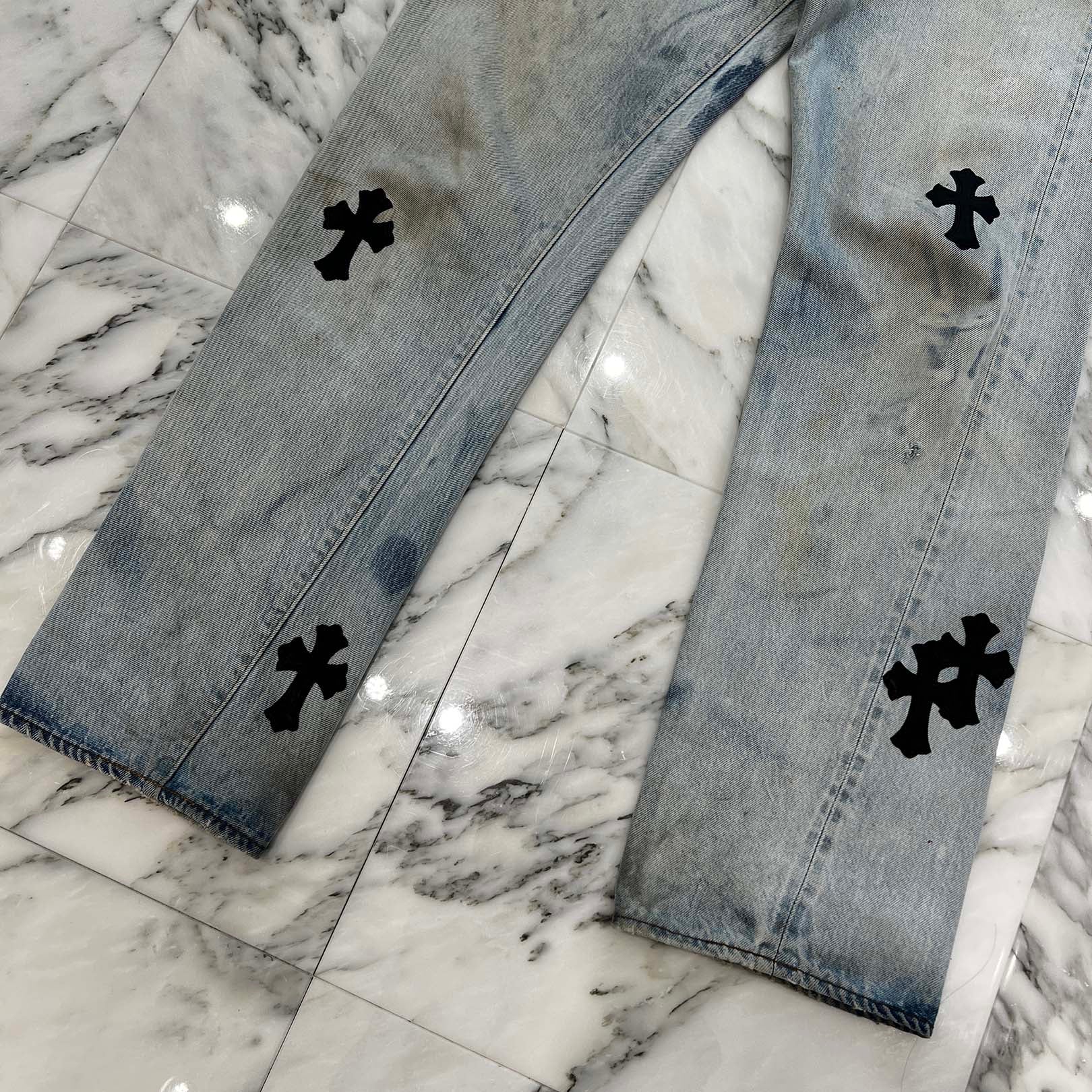 CHROME HEARTS × Levi's Body VNTG Cross Leather Patch Jeans Size 29 クロムハーツ × リーバイスボディ ヴィンテージ クロスレザーパッチ ジーンズ デニムパンツ サイズ29