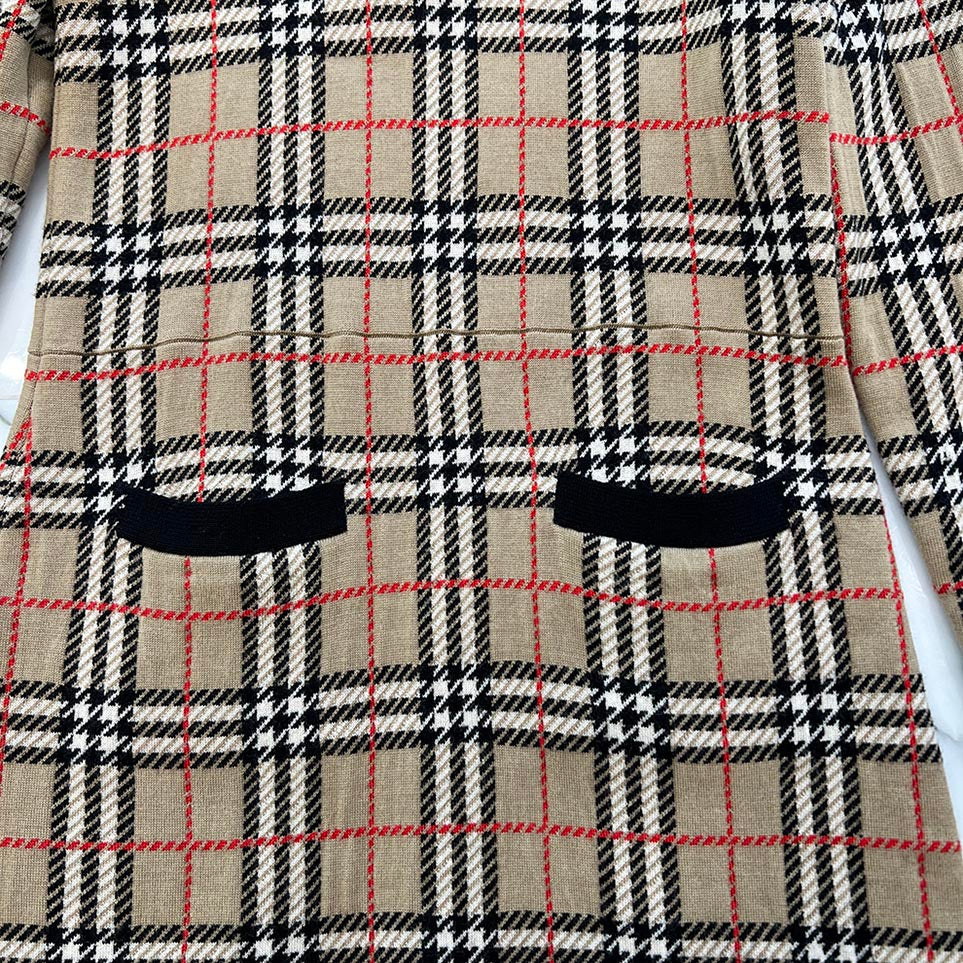 BURBERRY Back Zip Check Knit Dress 8031434 Size 12Y バーバリー