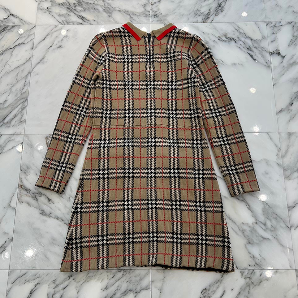 BURBERRY Back Zip Check Knit Dress 8031434 Size 12Y バーバリー