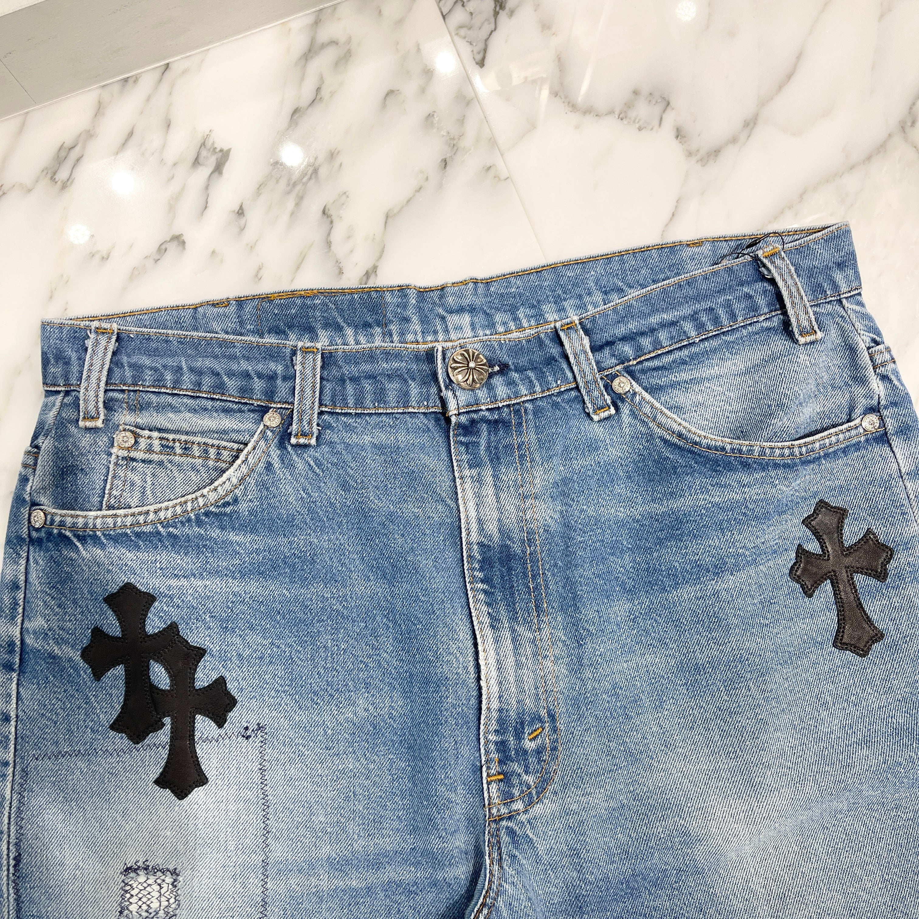 CHROME HEARTS × Levi's VNTG Cross Leather Patch Denim Pants Size 34 クロムハーツ × リーバイス ヴィンテージ クロスレザーパッチ デニムパンツ サイズ34