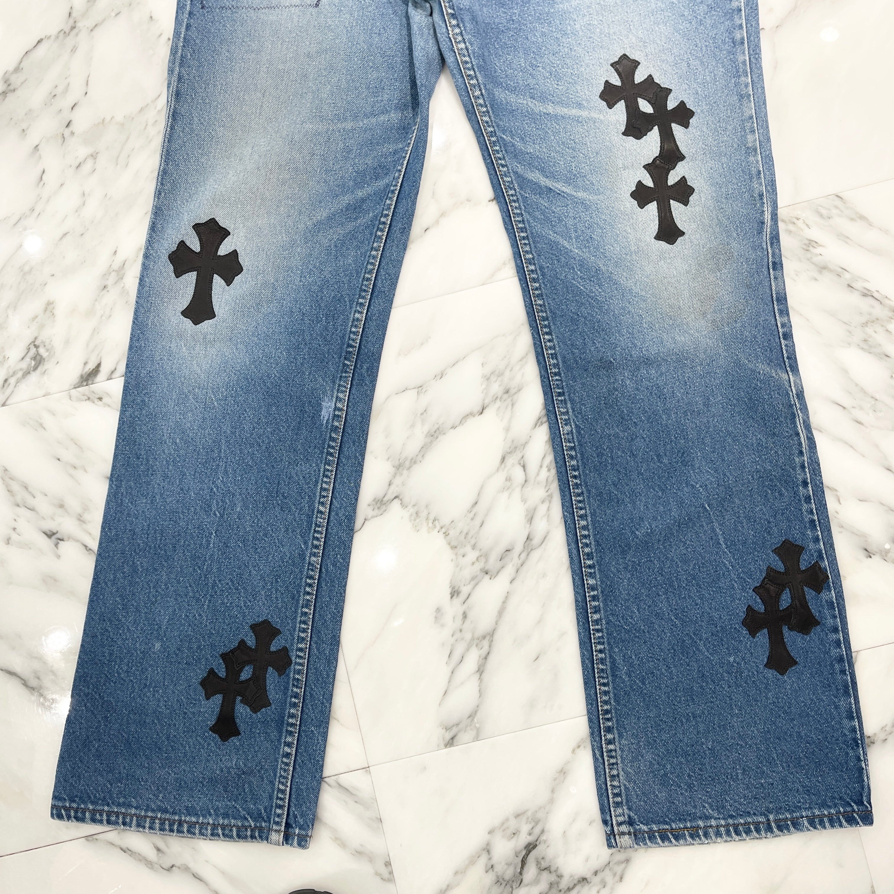 CHROME HEARTS × Levi's VNTG Cross Leather Patch Denim Pants Size 34 クロムハーツ × リーバイス ヴィンテージ クロスレザーパッチ デニムパンツ サイズ34