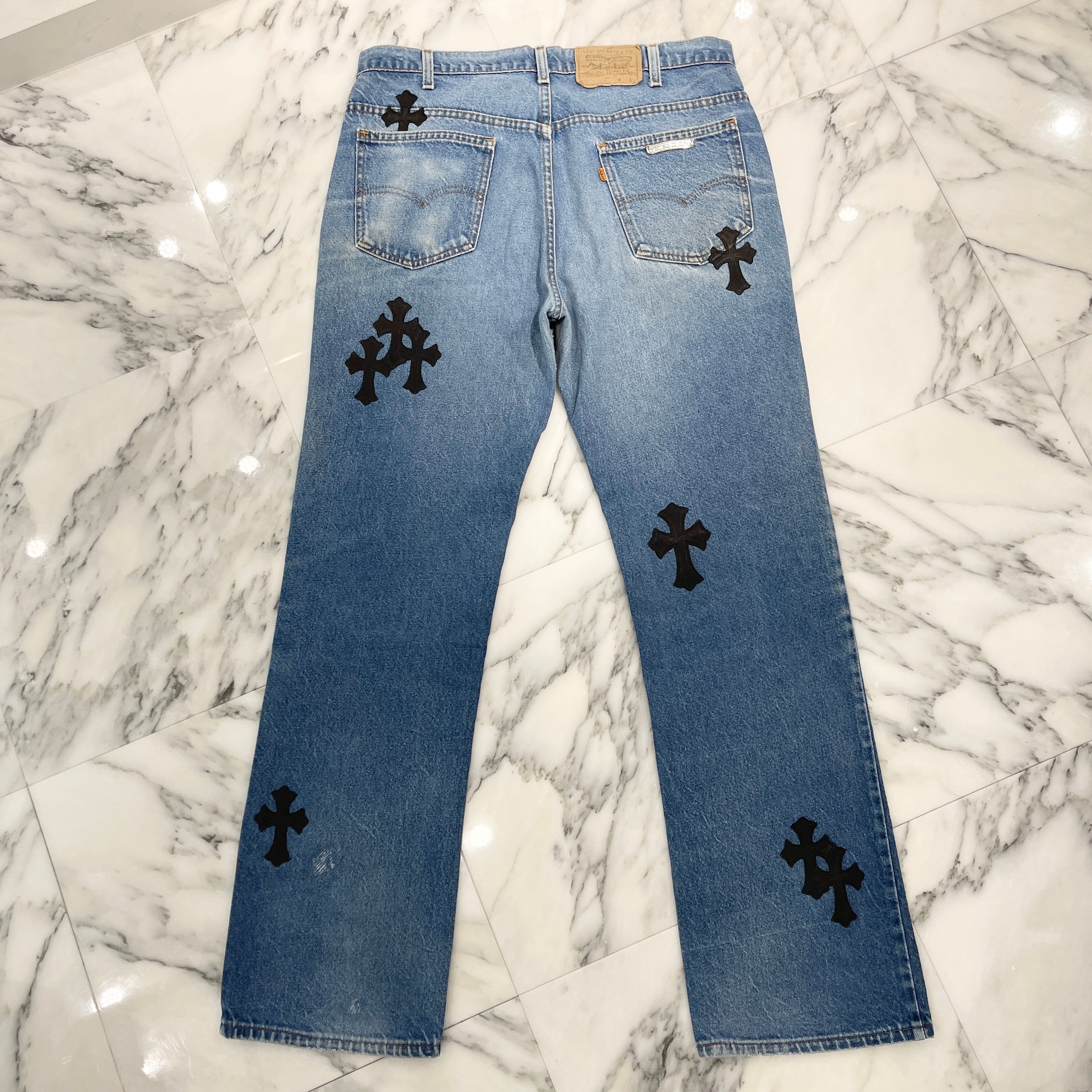 CHROME HEARTS × Levi's VNTG Cross Leather Patch Denim Pants Size