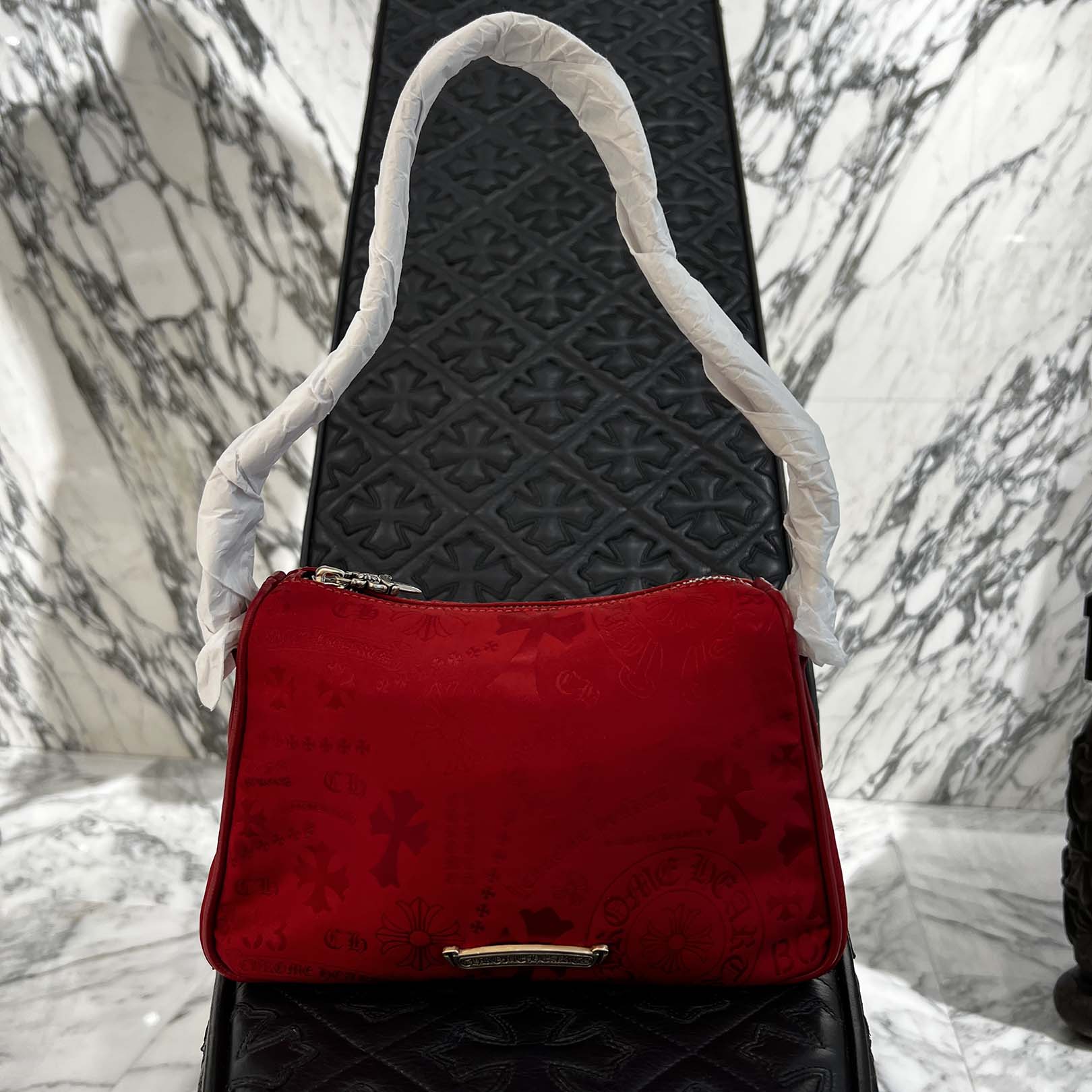 CHROME HEARTS Stencil Pattern CHICKEN NUGGET Small Nylon Leather Shoulder Bag クロムハーツ ステンシル柄 チキンナゲット スモール ナイロンレザー切替 ショルダーバッグ