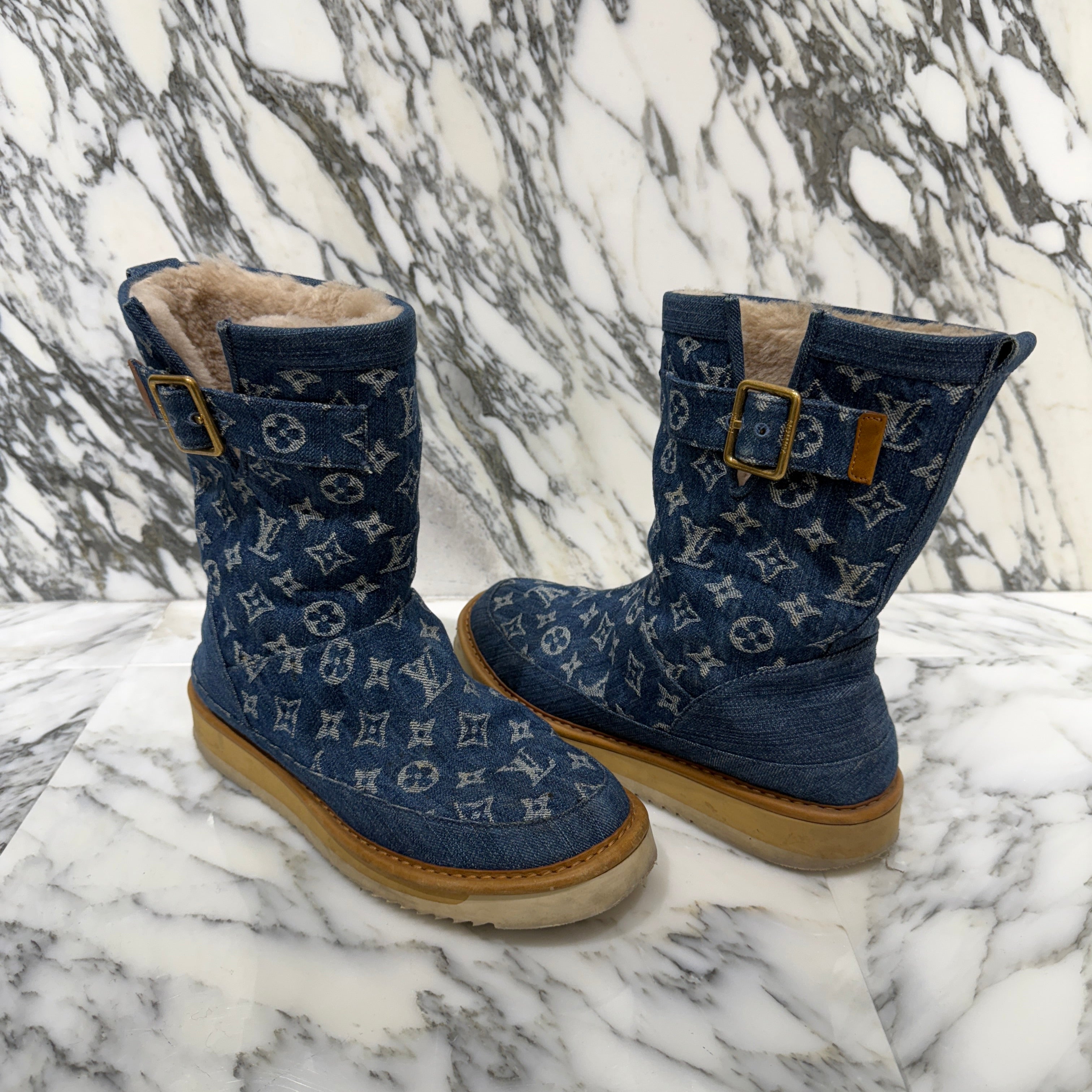 LOUIS VUITTON × NIGO 2020AW Cozy Line Monogram Denim Shearling