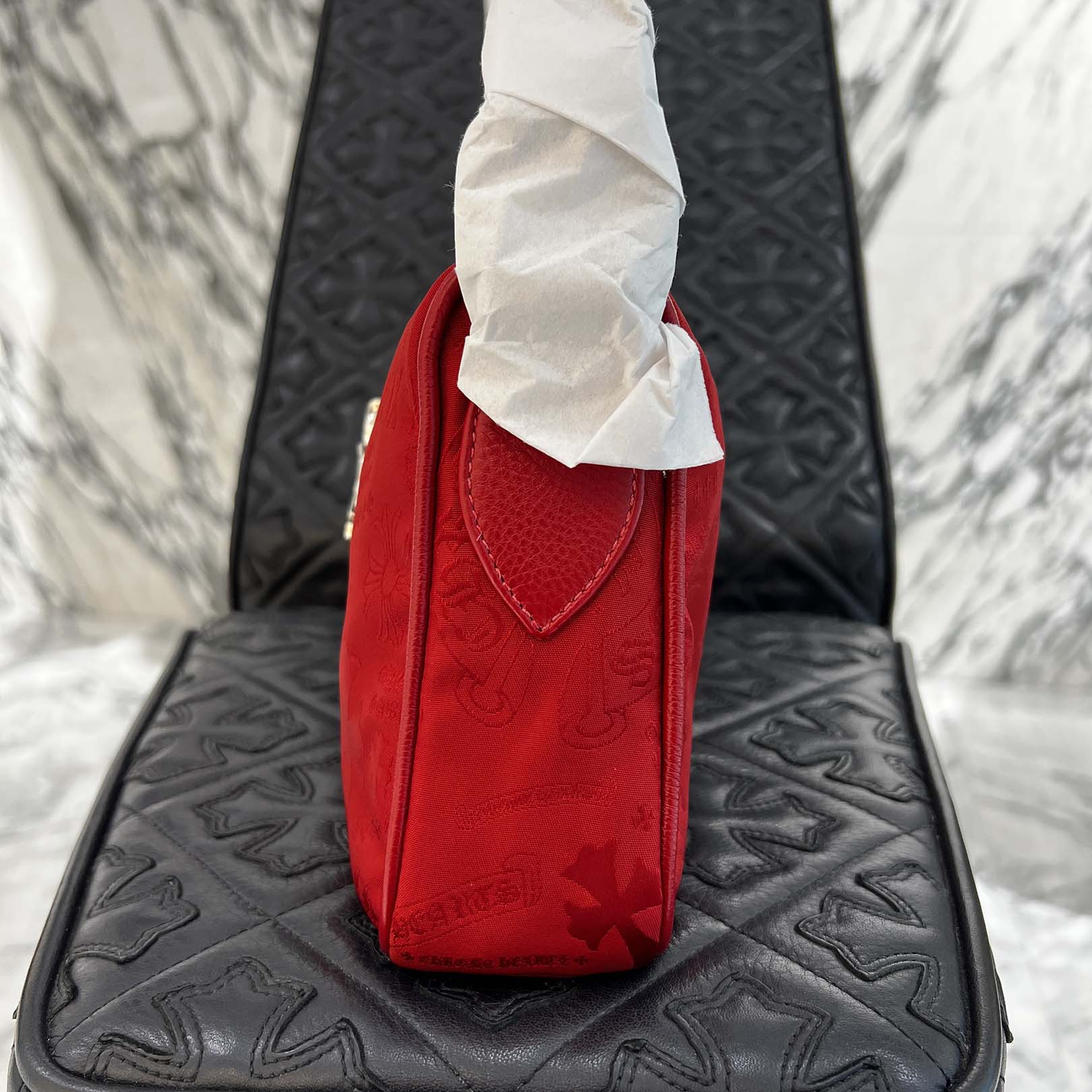 CHROME HEARTS Stencil Pattern CHICKEN NUGGET Small Nylon Leather Shoulder Bag クロムハーツ ステンシル柄 チキンナゲット スモール ナイロンレザー切替 ショルダーバッグ