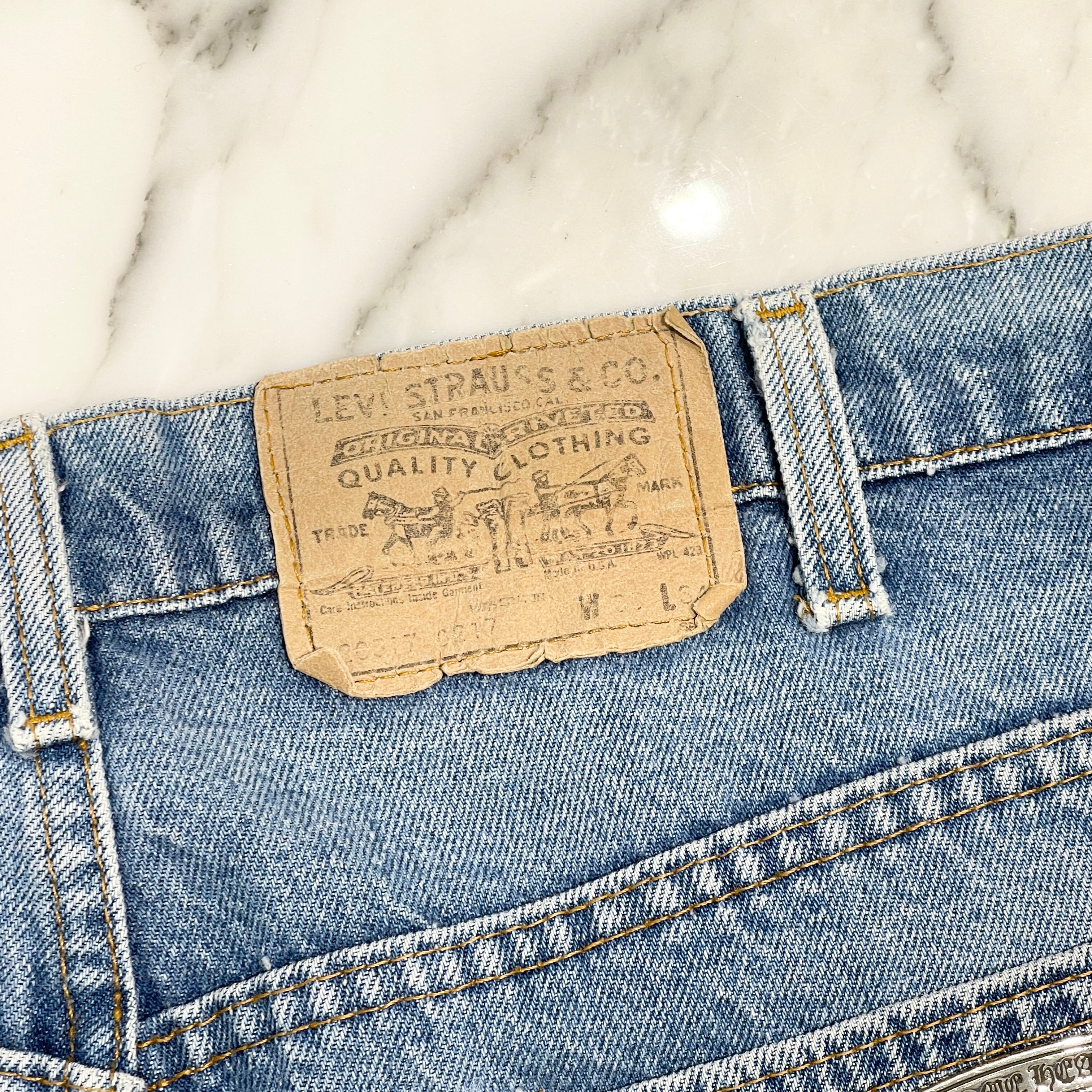 CHROME HEARTS × Levi's VNTG Cross Leather Patch Denim Pants Size 34 クロムハーツ × リーバイス ヴィンテージ クロスレザーパッチ デニムパンツ サイズ34