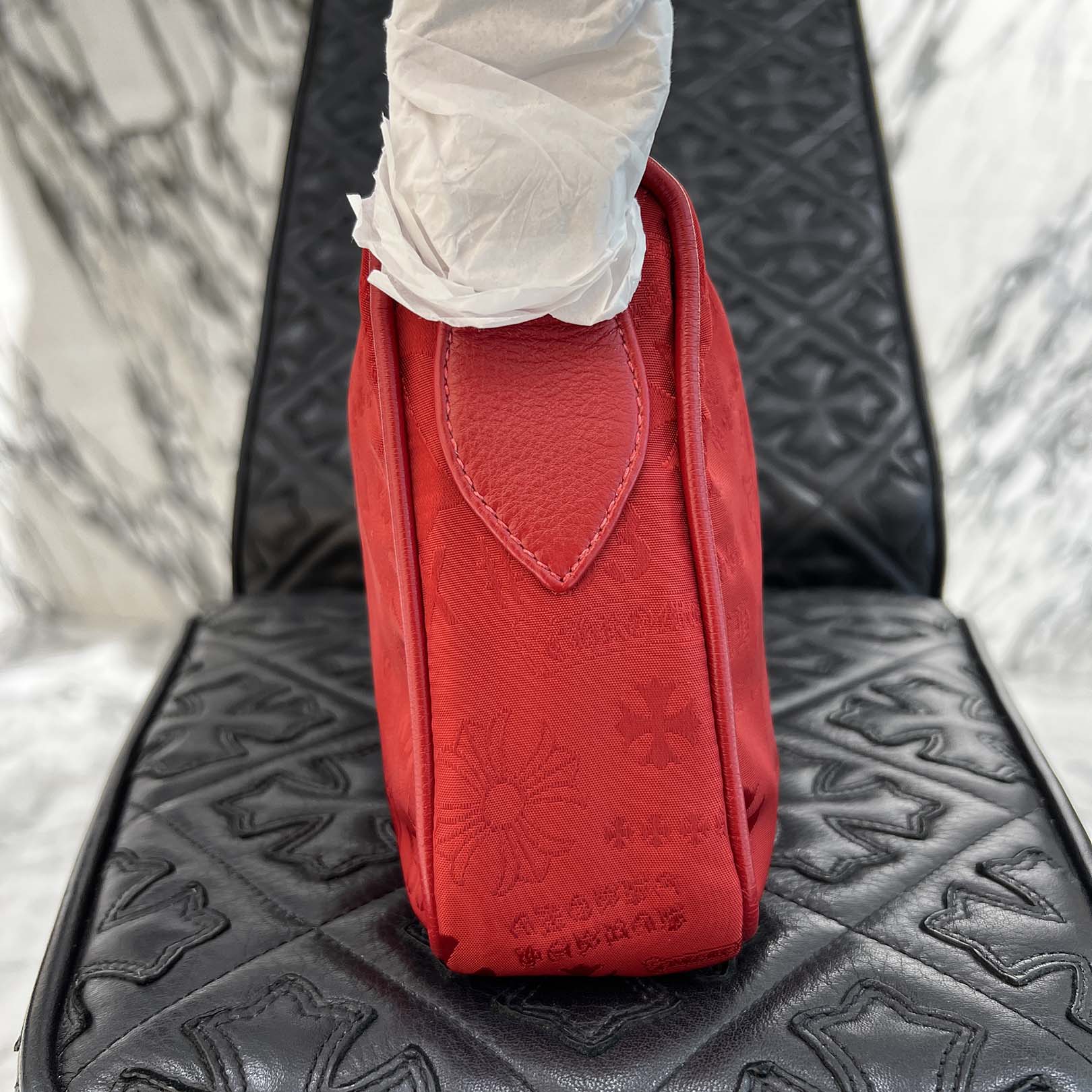 CHROME HEARTS Stencil Pattern CHICKEN NUGGET Small Nylon Leather Shoulder Bag クロムハーツ ステンシル柄 チキンナゲット スモール ナイロンレザー切替 ショルダーバッグ