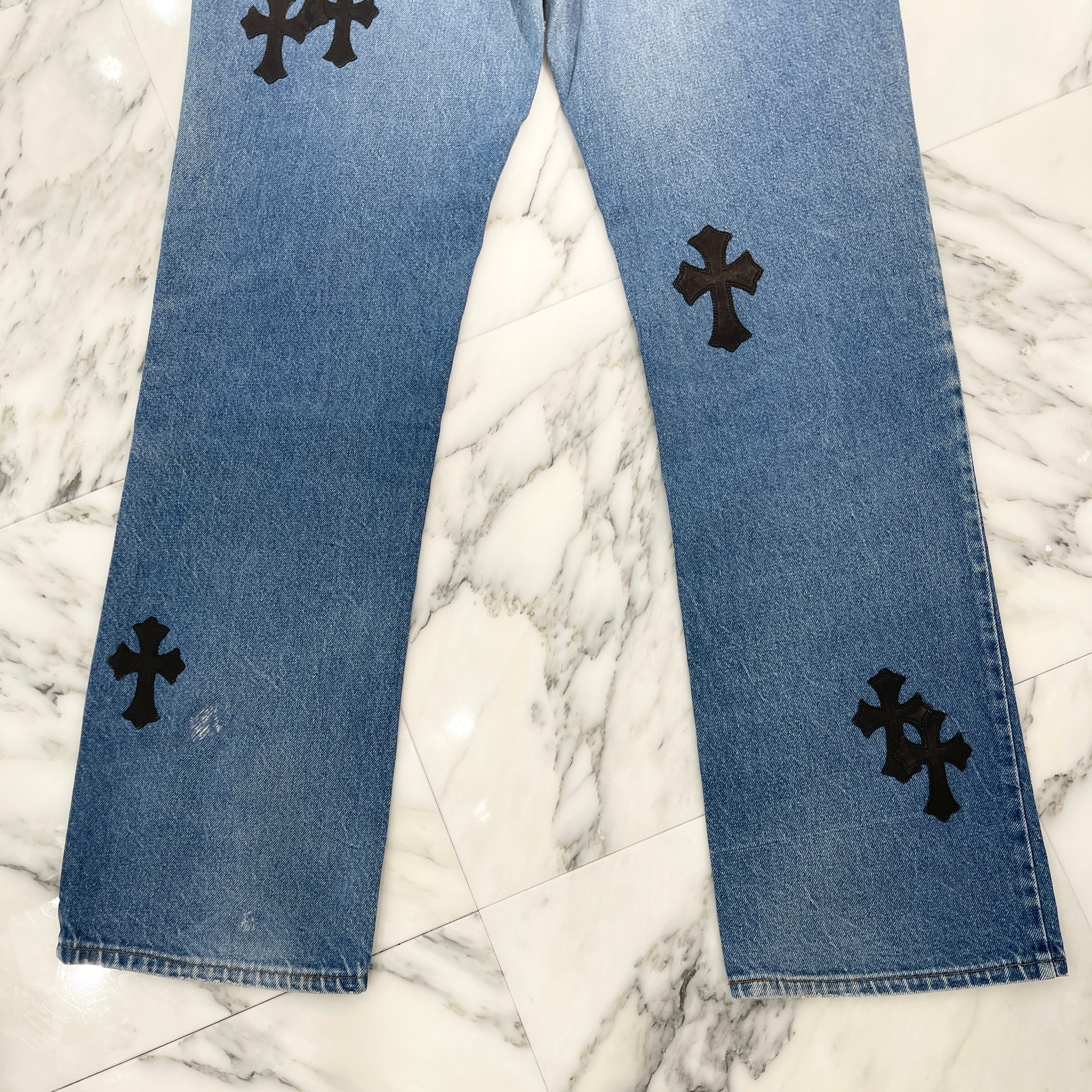 CHROME HEARTS × Levi's VNTG Cross Leather Patch Denim Pants Size