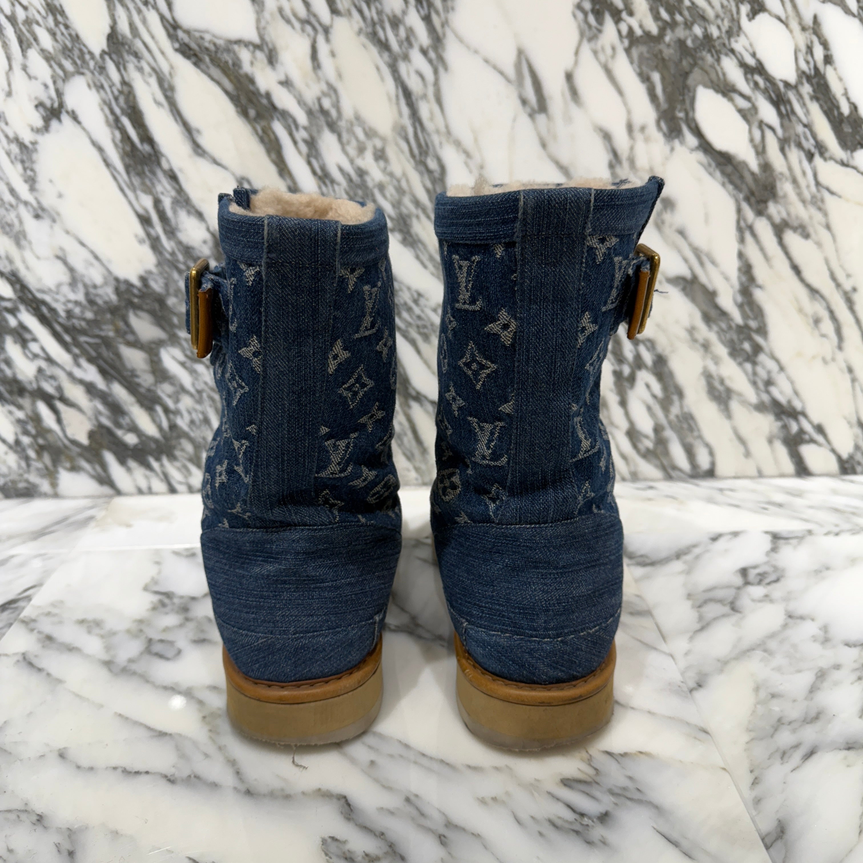 LOUIS VUITTON × NIGO 2020AW Cozy Line Monogram Denim Shearling