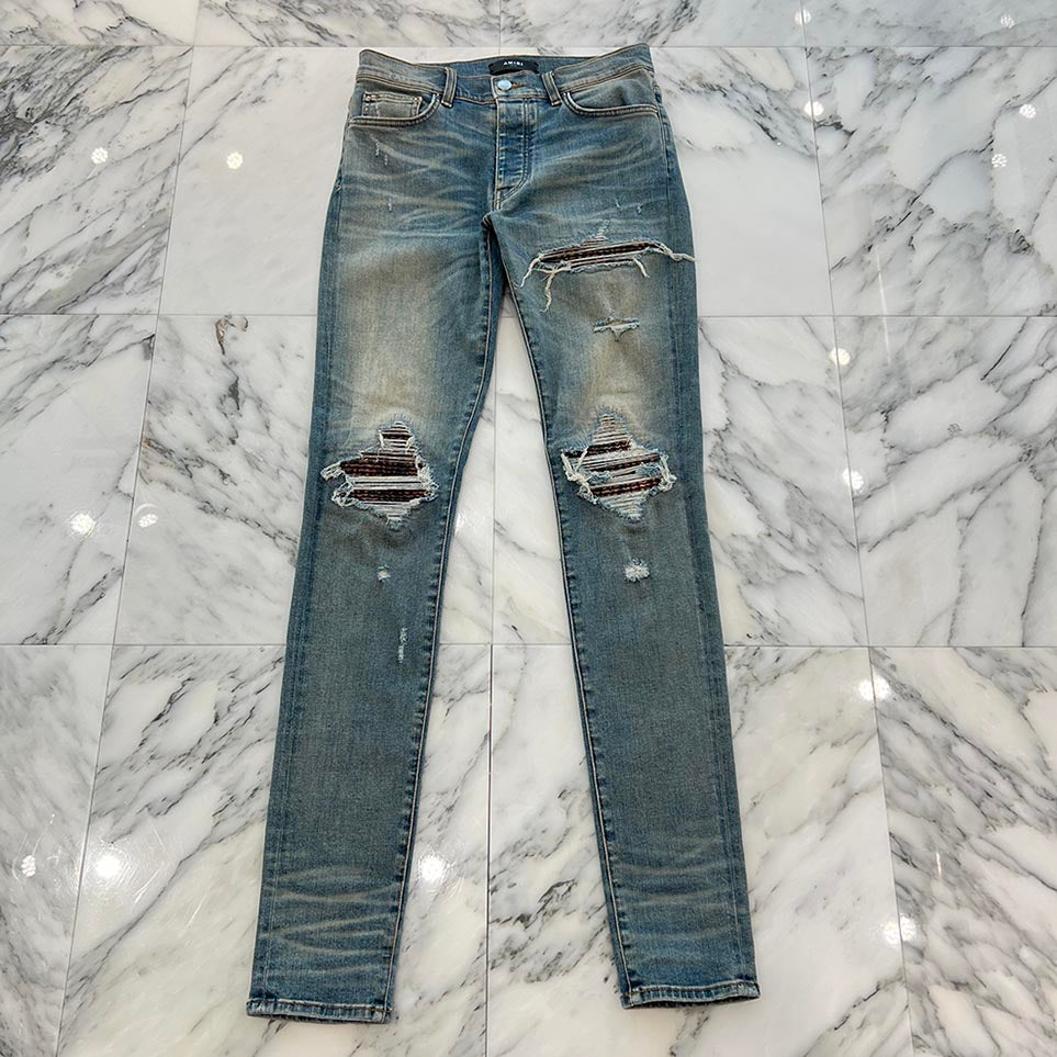 AMIRI MX-1 Animal Print Leopard Distressed Skinny Pants Size 31 アミリ アニマルプリント レオパード ダメージ加工 スキニーパンツ サイズ31