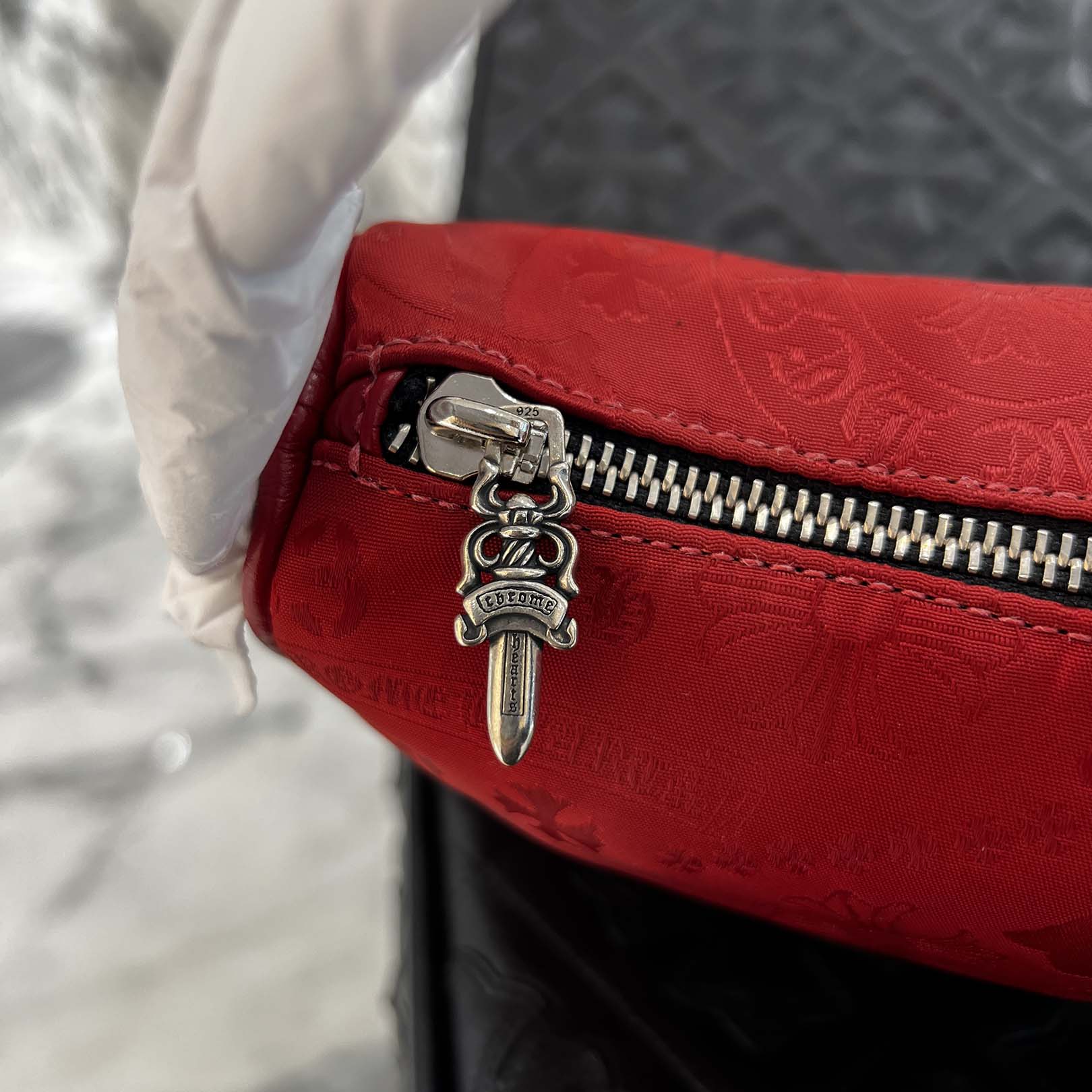 CHROME HEARTS Stencil Pattern CHICKEN NUGGET Small Nylon Leather Shoulder Bag クロムハーツ ステンシル柄 チキンナゲット スモール ナイロンレザー切替 ショルダーバッグ