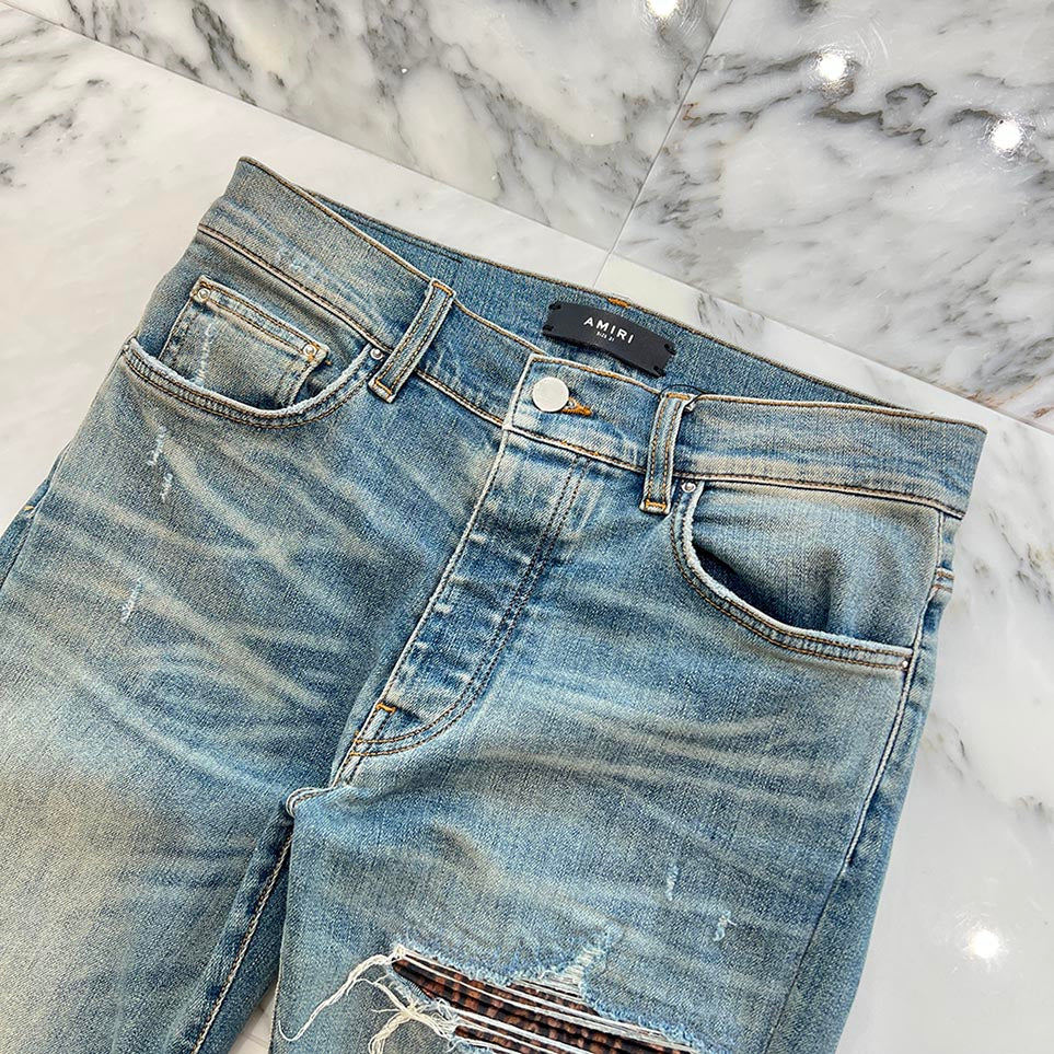 AMIRI MX-1 Animal Print Leopard Distressed Skinny Pants Size 31 アミリ アニマルプリント レオパード ダメージ加工 スキニーパンツ サイズ31